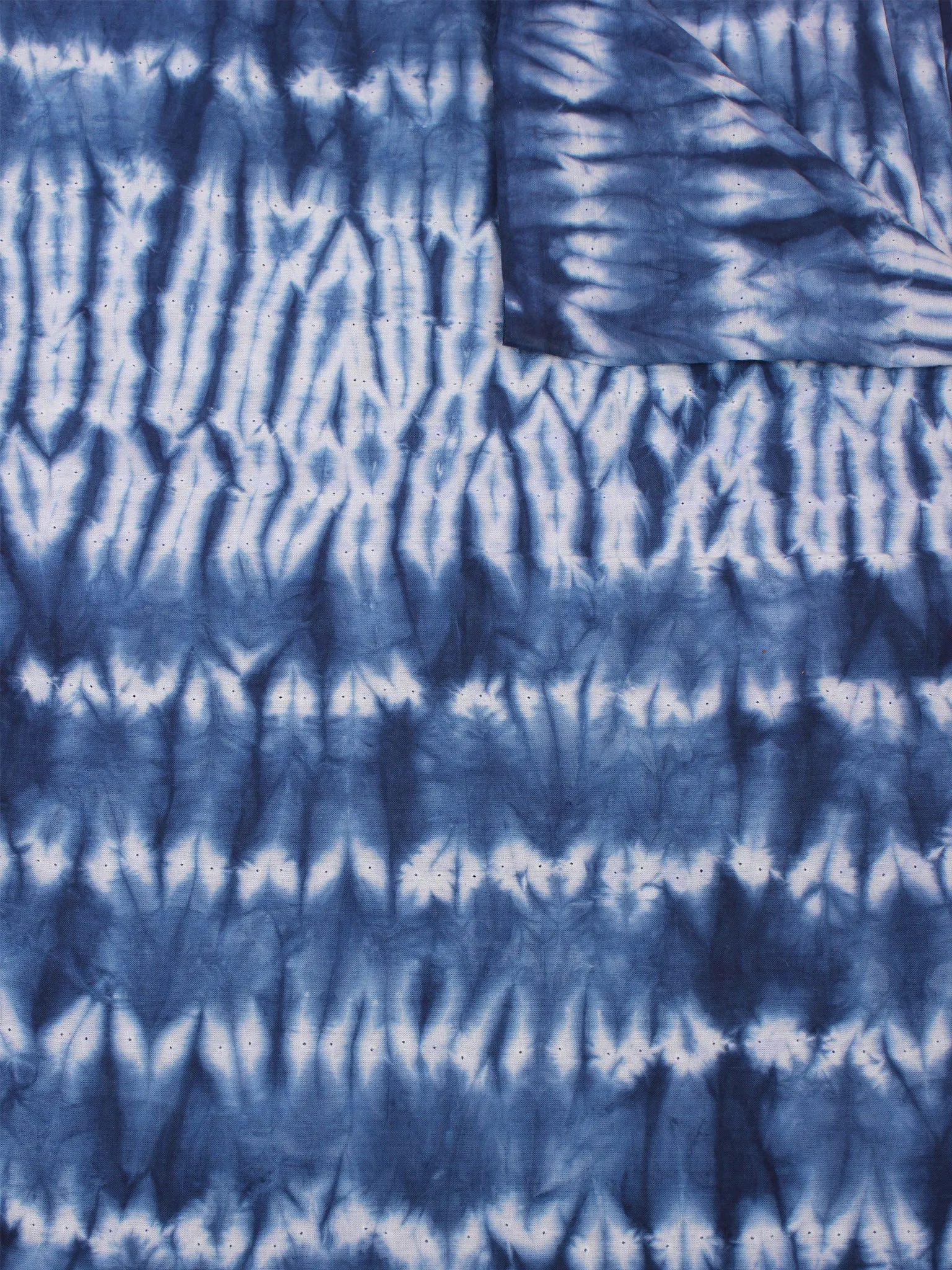 Indigo Ivory Hand Shibori Dyed Cotton Fabric Per Meter - F0916293