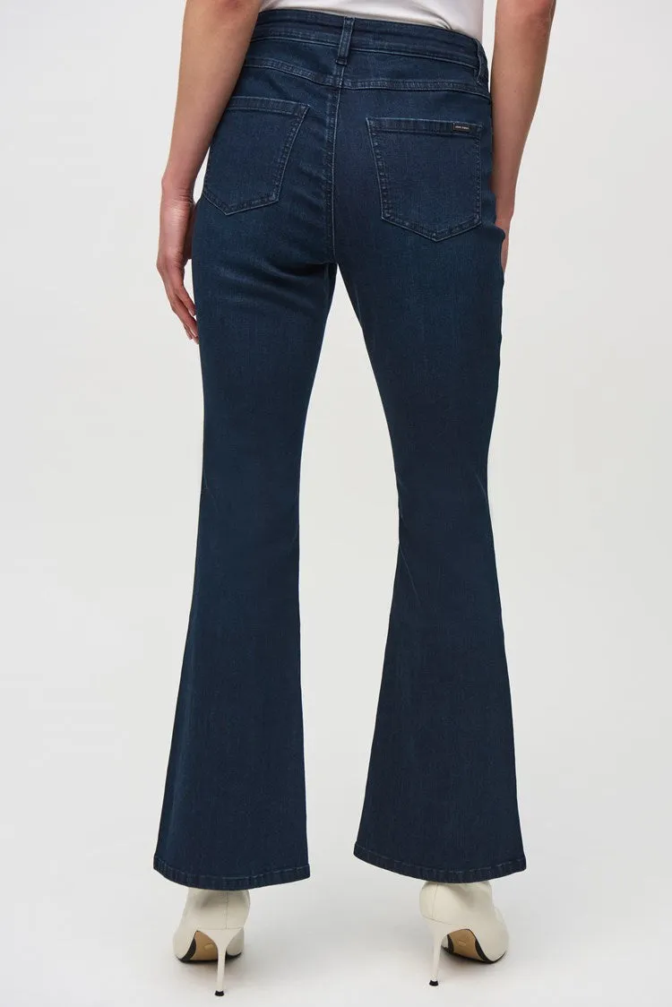 Joseph Ribkoff Indigo Classic Flared Denim Pants with Stone Rivets