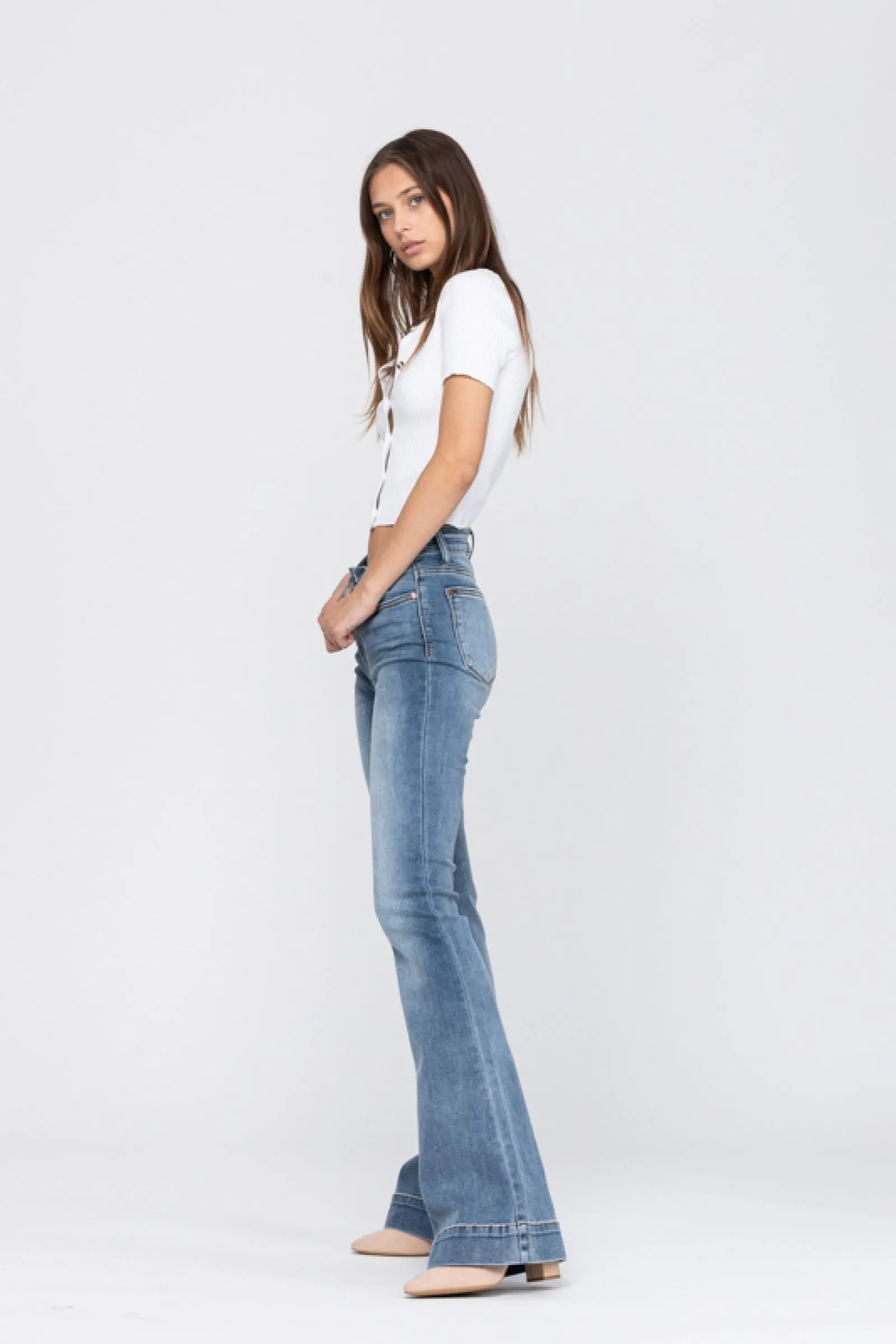 Judy Blue Mid-rise trouser flare jeans