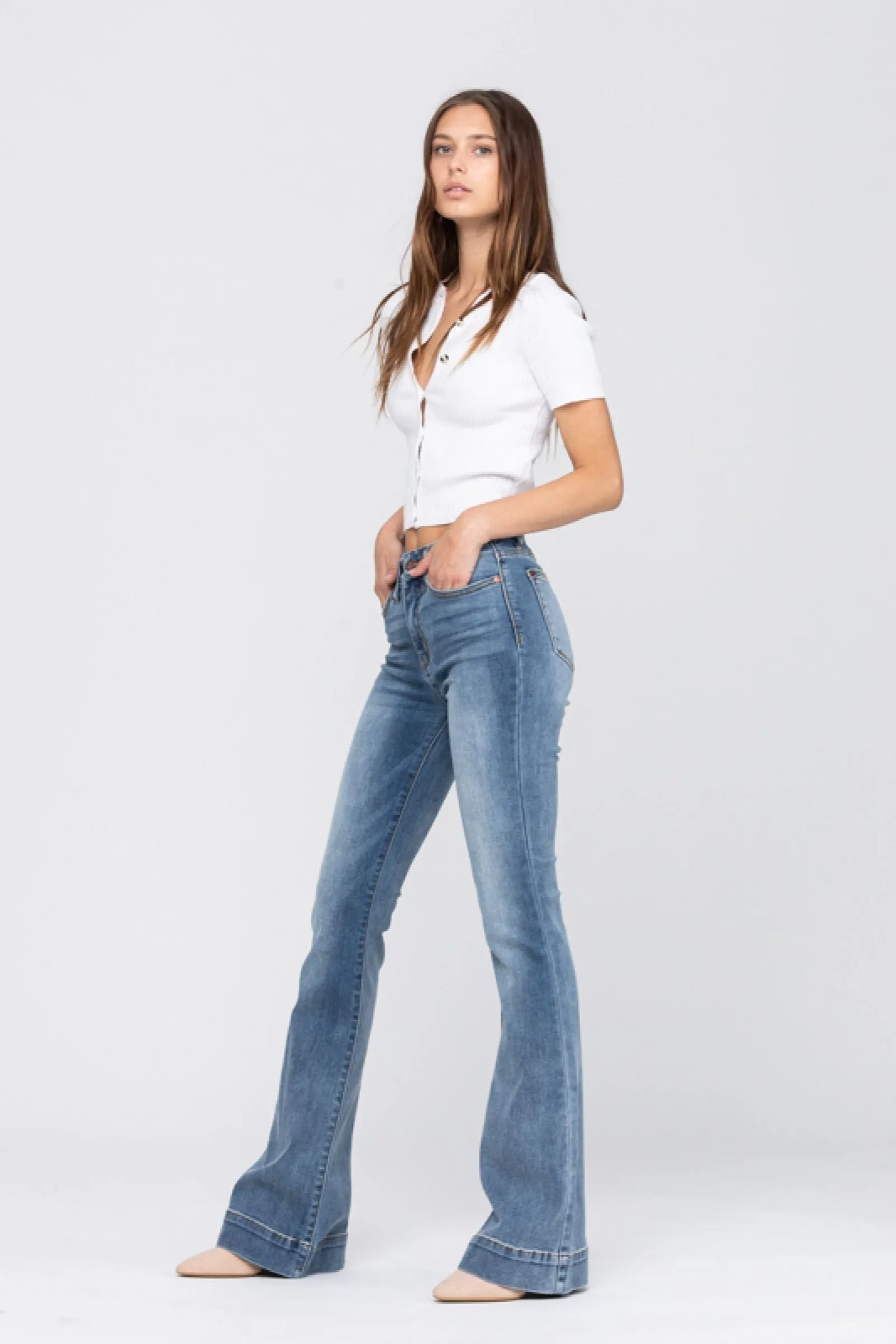 Judy Blue Mid-rise trouser flare jeans