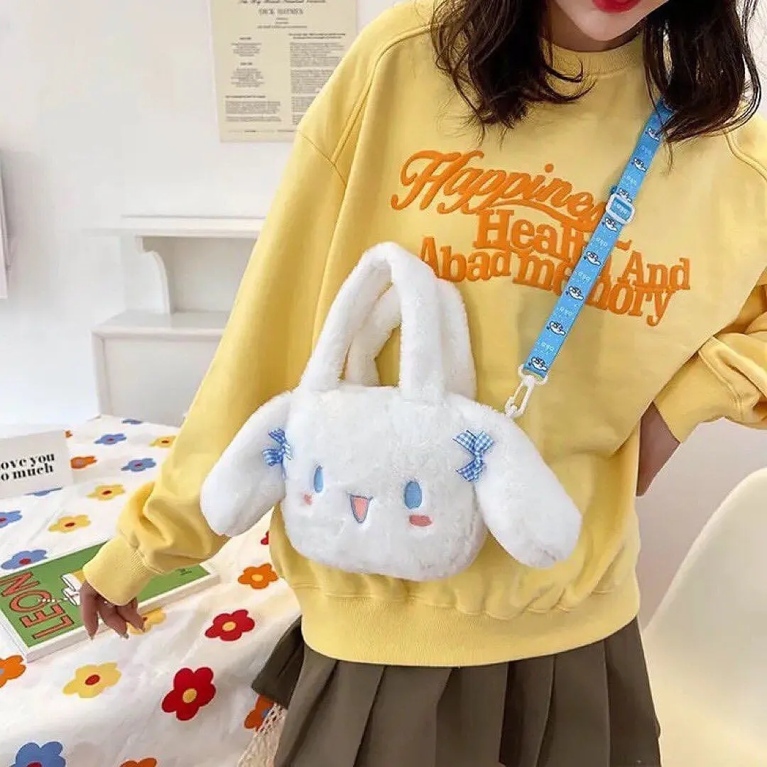 Kawaii Cinnamoroll Anime Cute Cartoon Plush Bag Soft Fur Doll Shoulder Bag