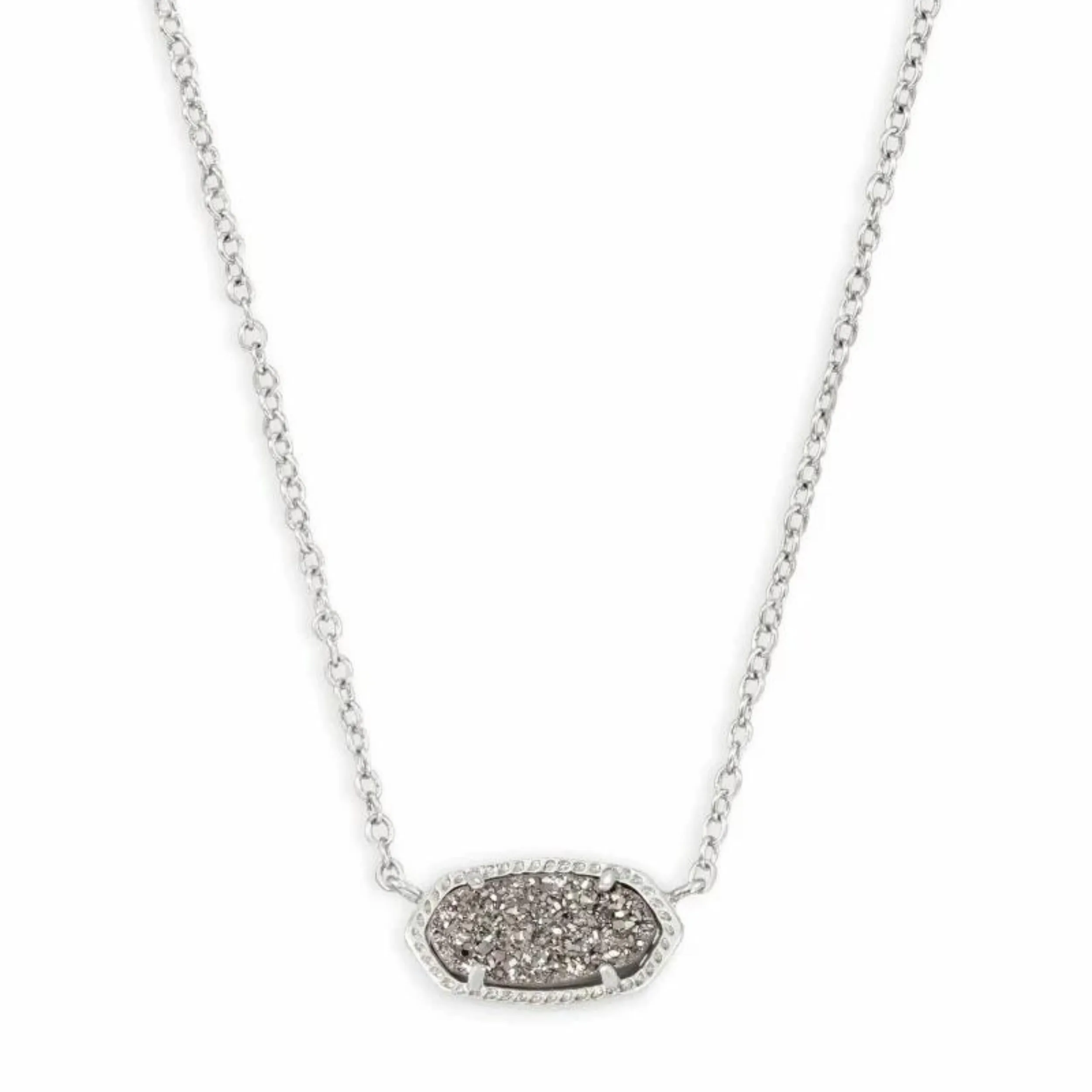 Kendra Scott | Elisa Silver Extended Length Pendant Necklace in Platinum Drusy