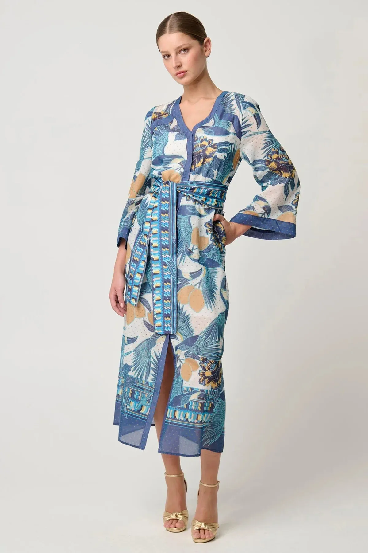 KIMONA COTTON SILK COAT DRESS | Tukano