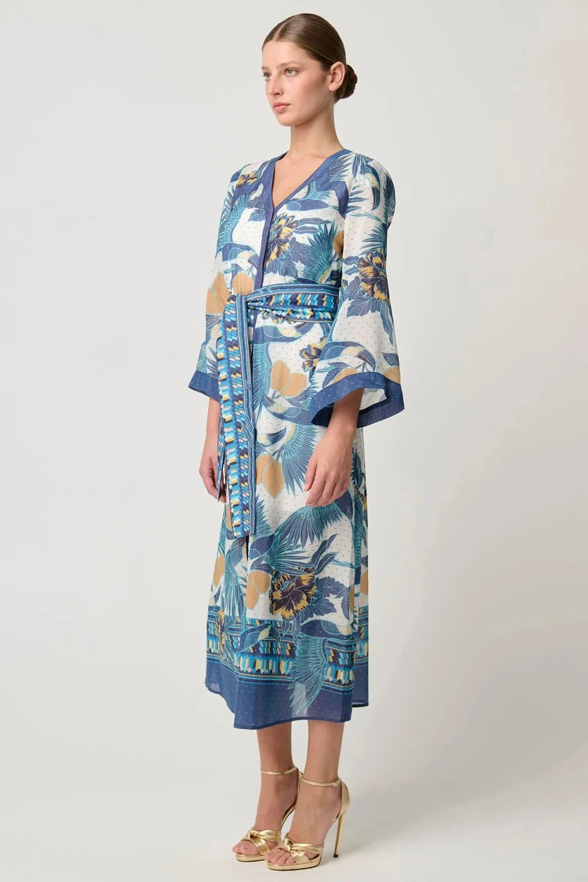 KIMONA COTTON SILK COAT DRESS | Tukano