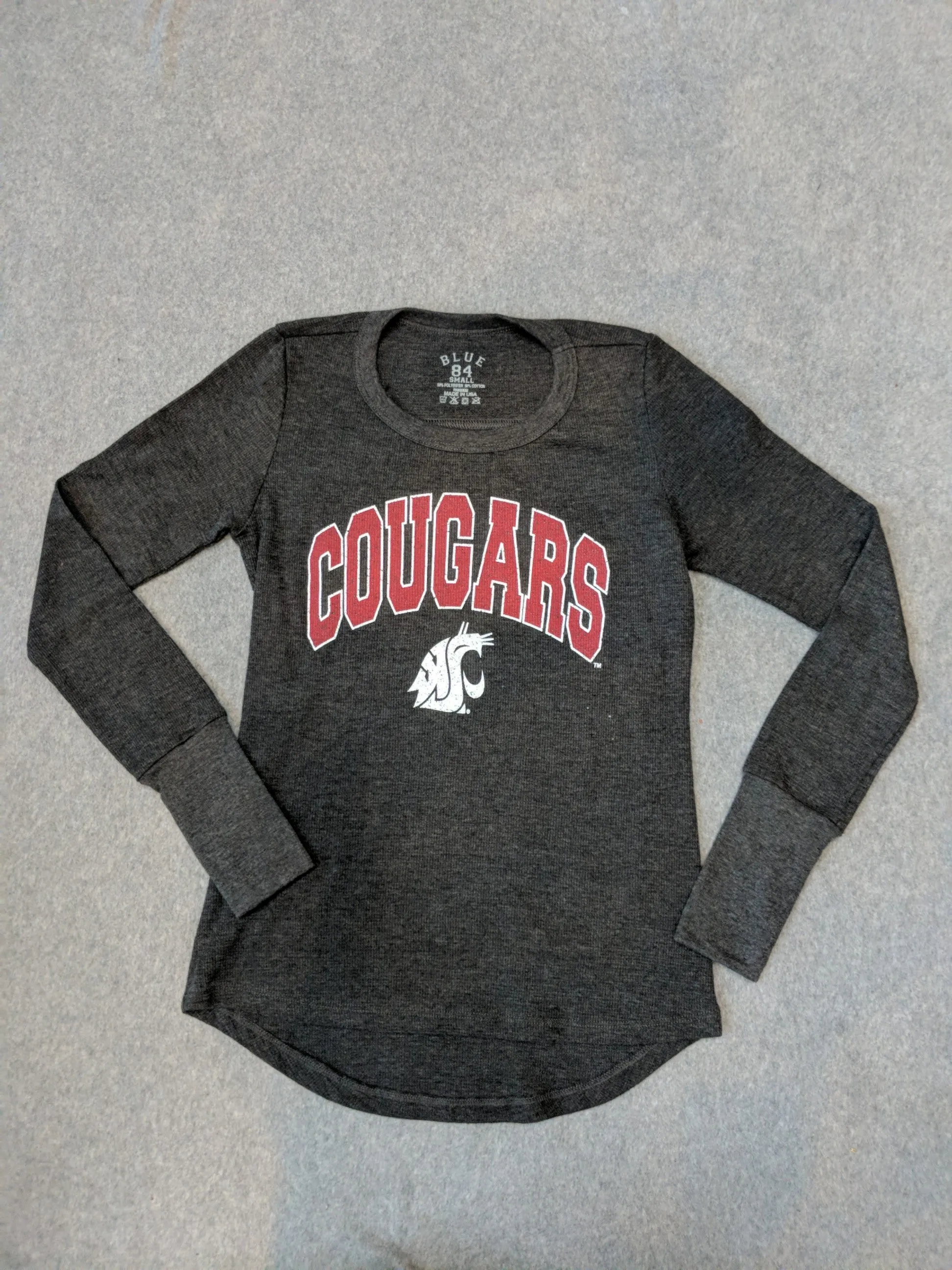 Ladies WSU Cougar Grey Thermal Long Sleeve Shirt