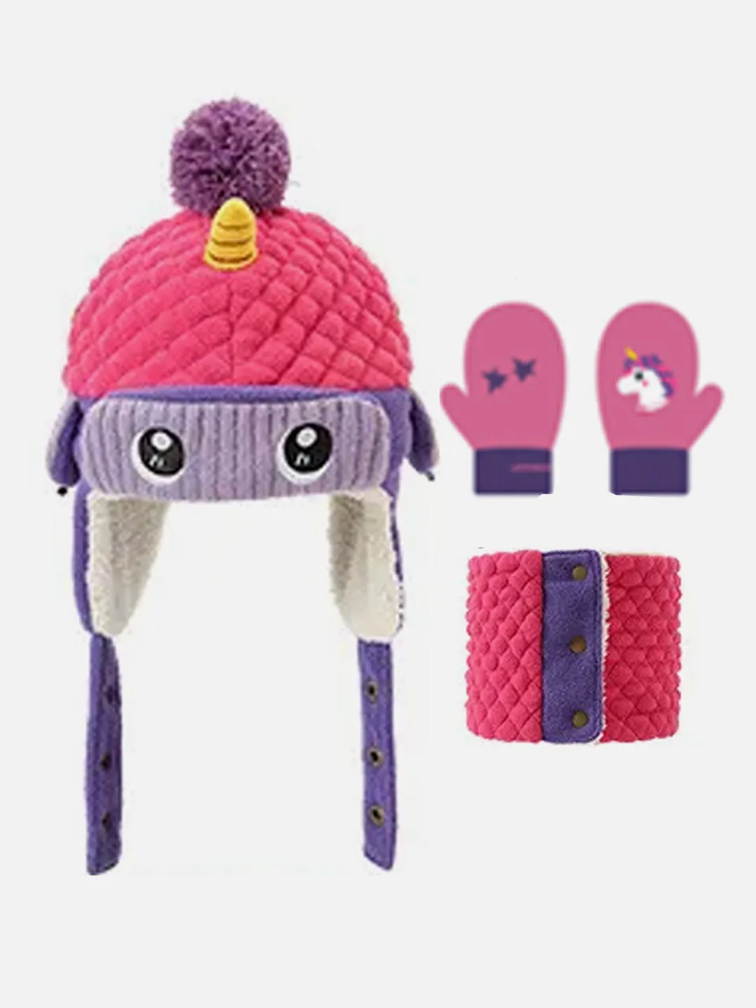 Little Surprise Box 3pcs Quilted Winter Cap, Mufflers and Gloves