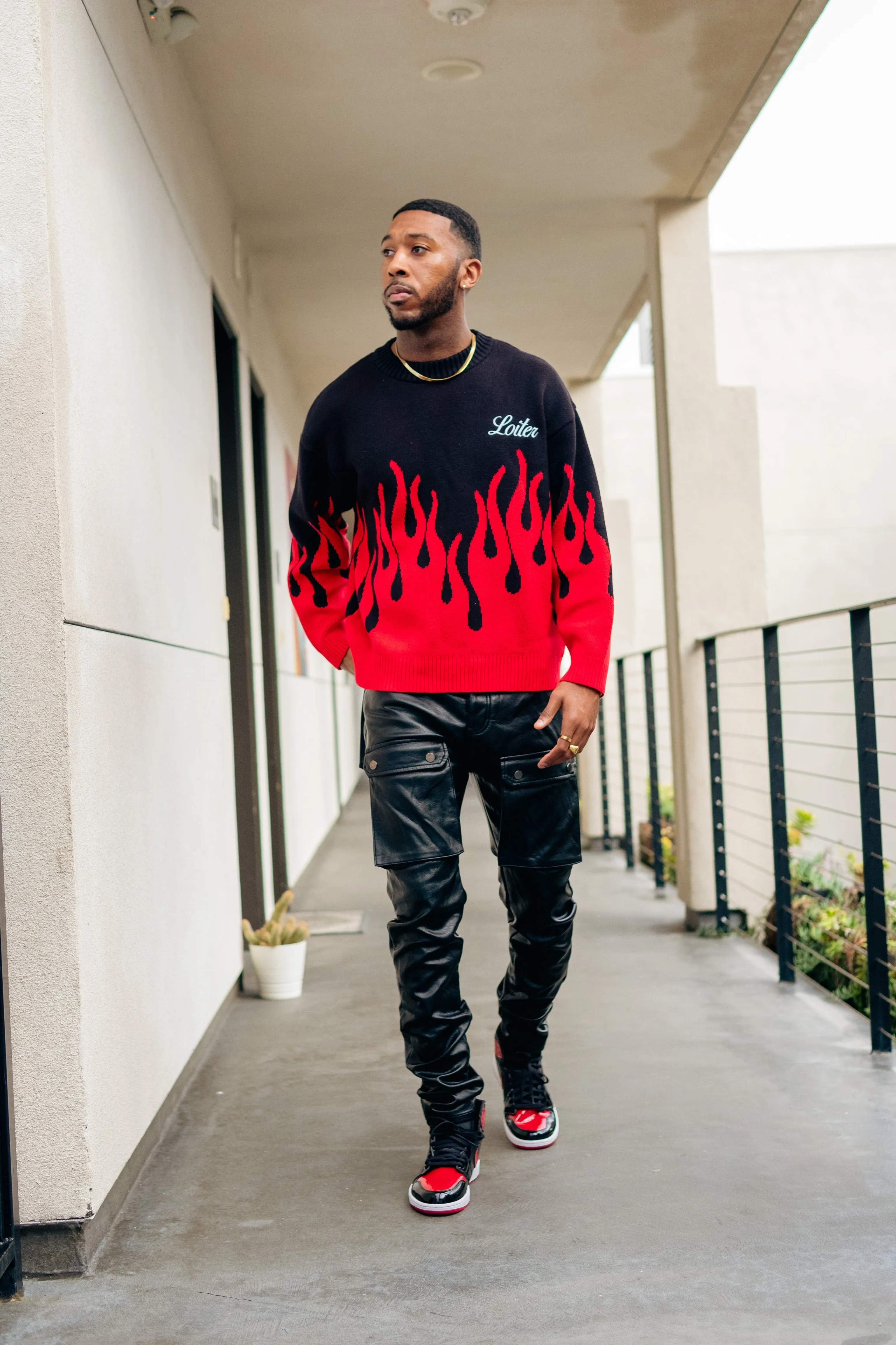 Loiter Inferno Knit Sweater Black/Red