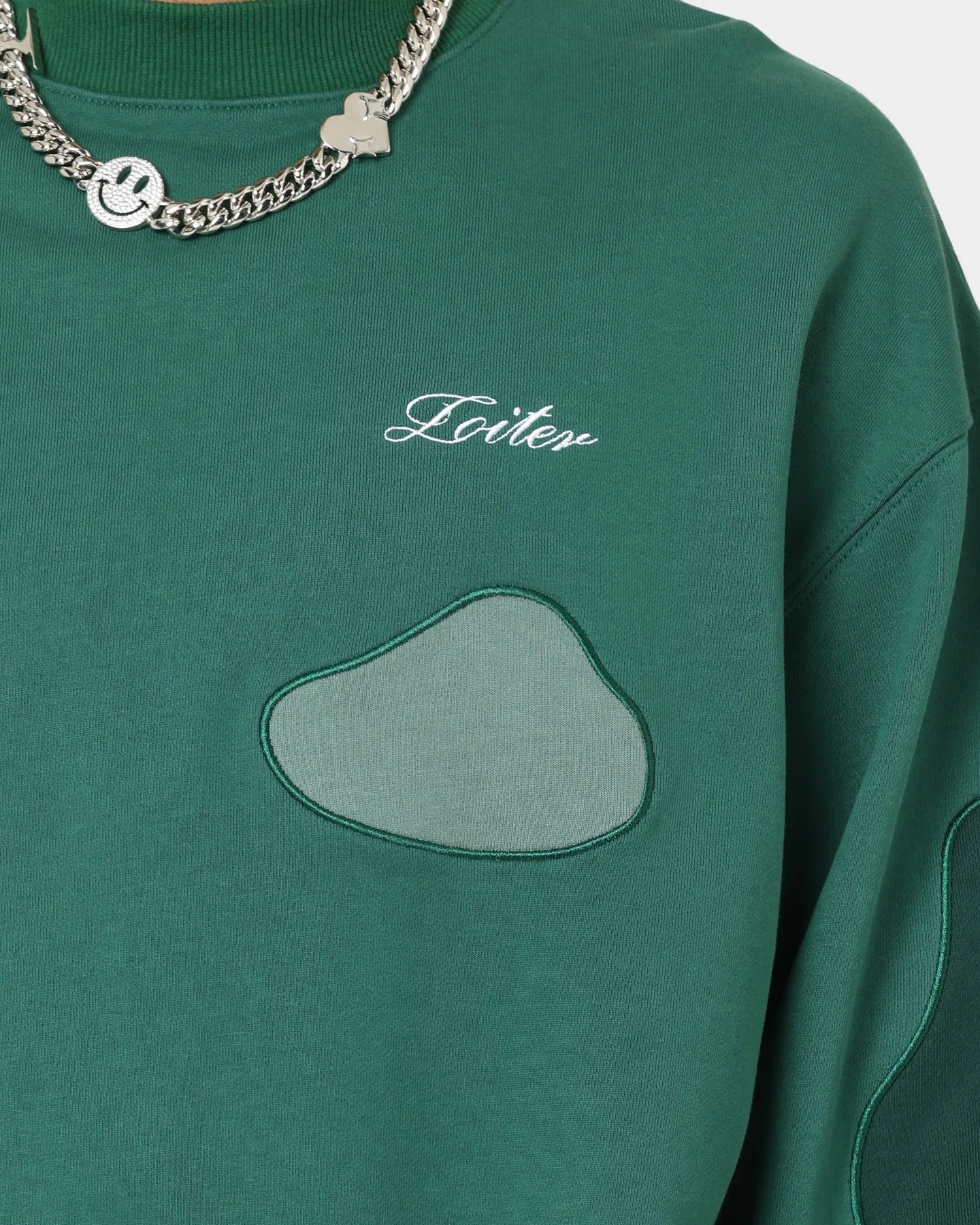 Loiter Inset Crewneck Green