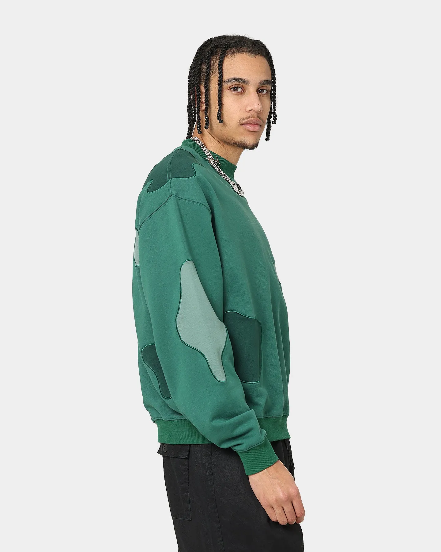 Loiter Inset Crewneck Green