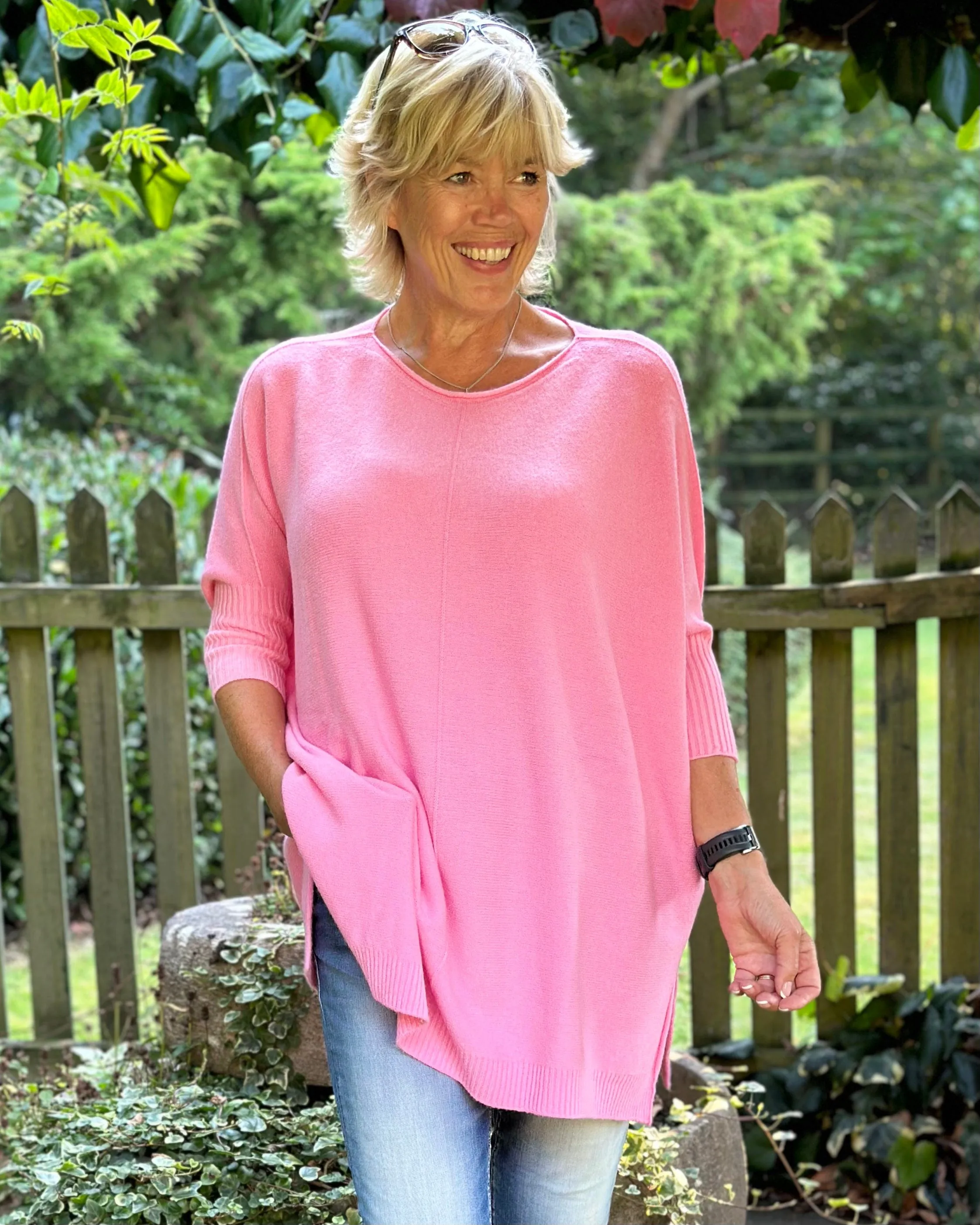 Longline Slouchy Jumper - Bubblegum Pink