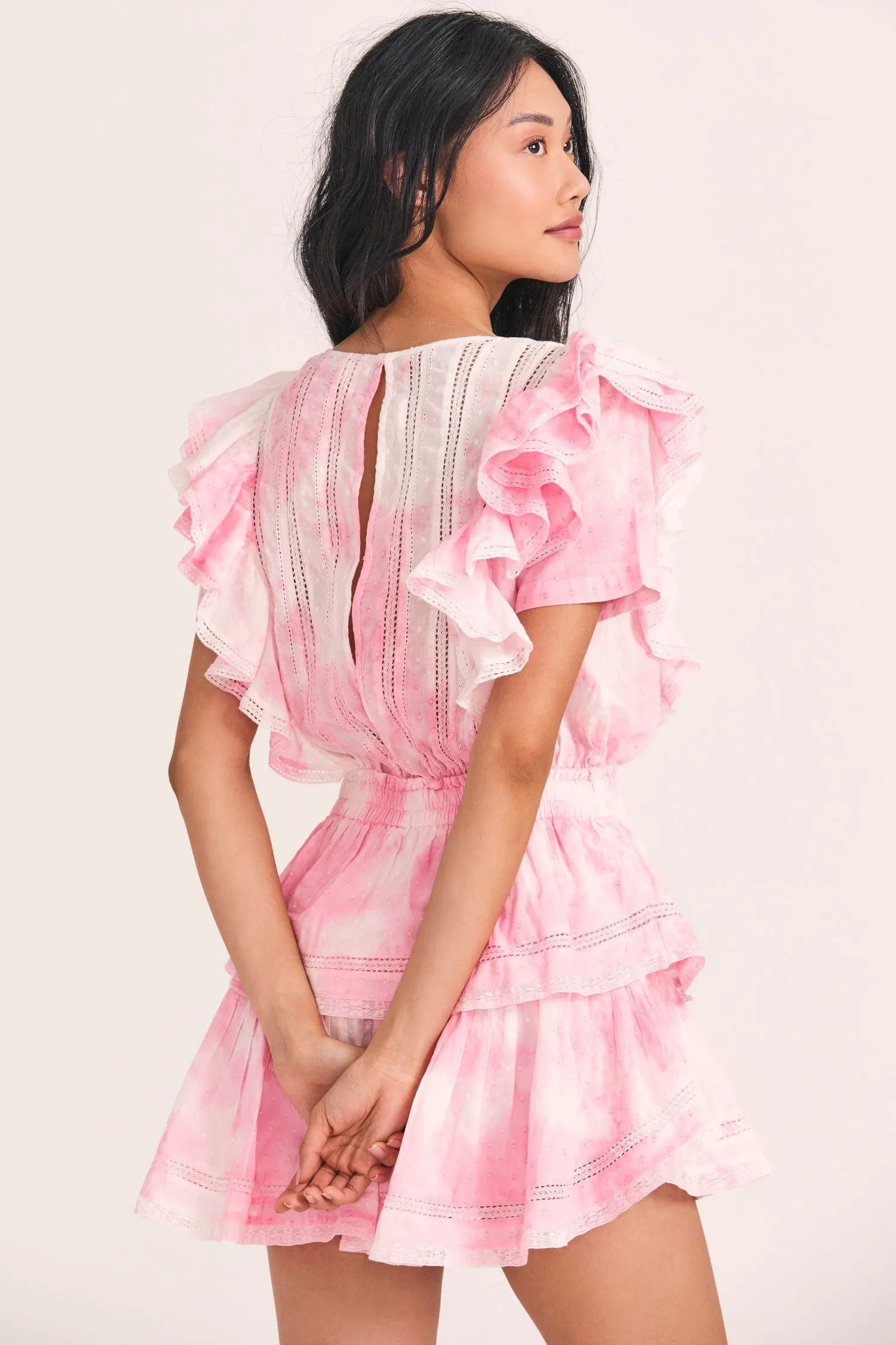 Love Shack Fancy - Natasha Dress in Island Pink Hand Dye