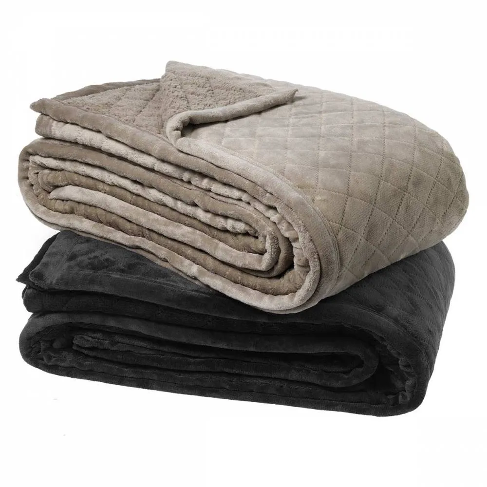 Mansfield Charcoal Sherpa Blanket by Bianca