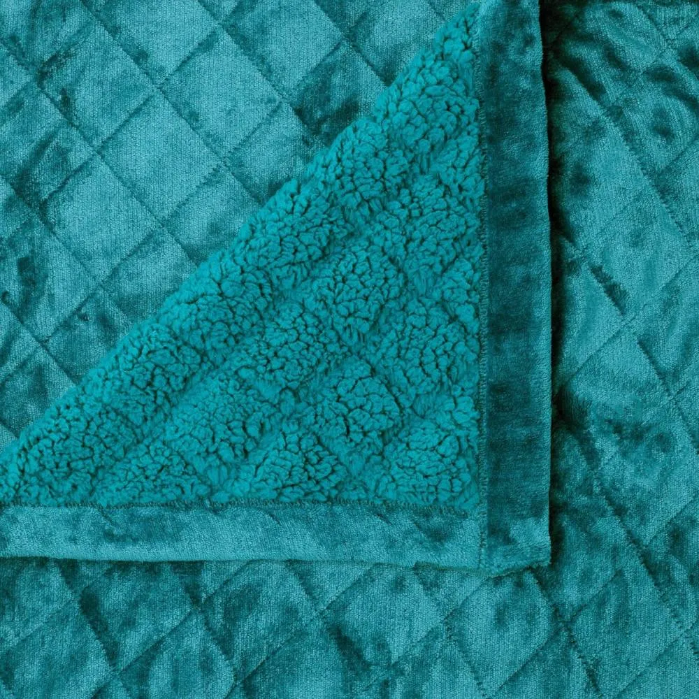 Mansfield Teal Sherpa Blanket by Bianca