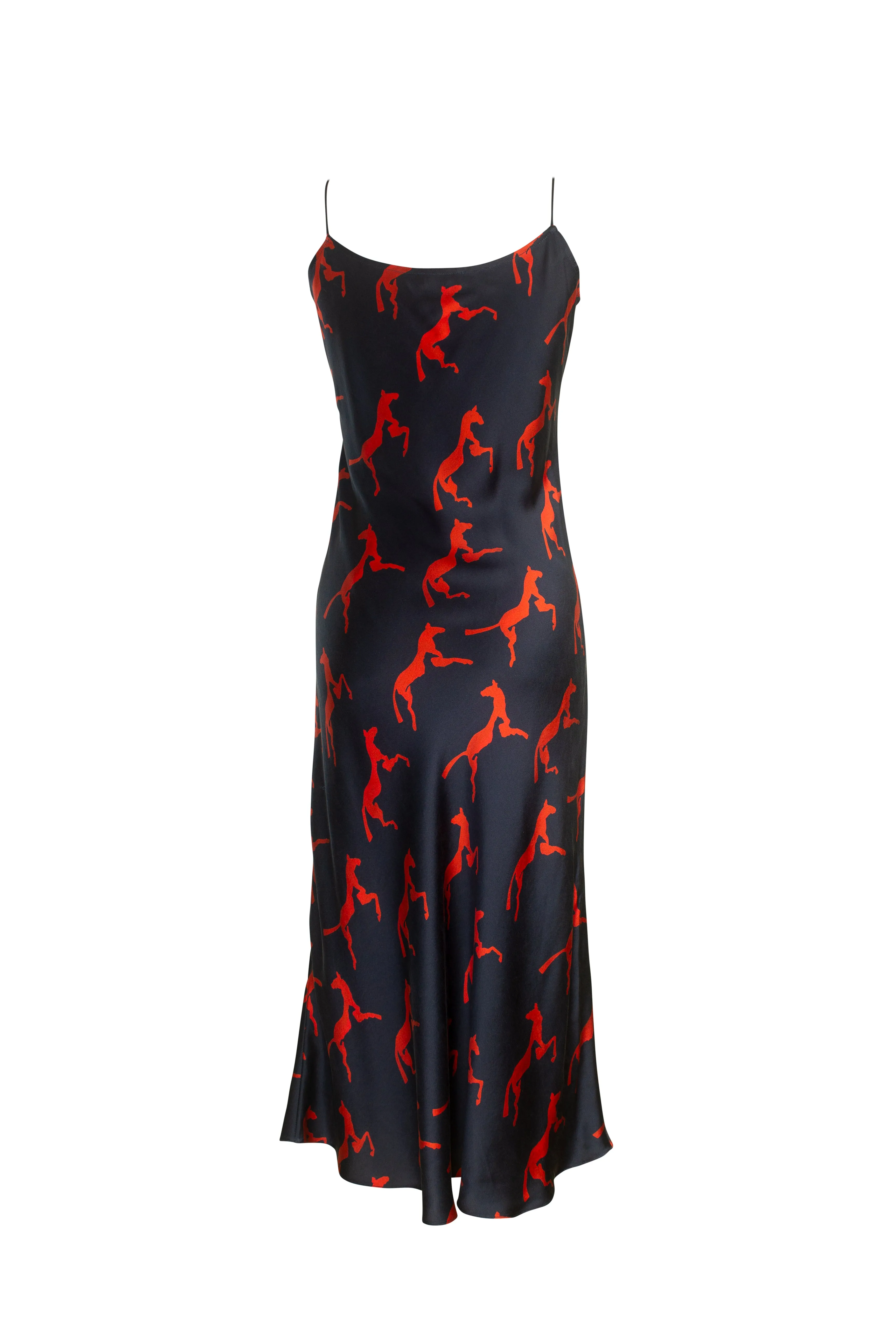 MENORCA NAVY RED HORSE PRINT SLIP DRESS