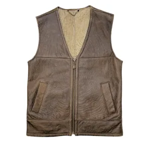 Men's Sheepskin Aviator Leather Gilet - Giles - Light Brown - CLEARANCE