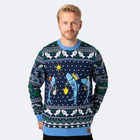 Men's Three Wise Fish Christmas Jumper