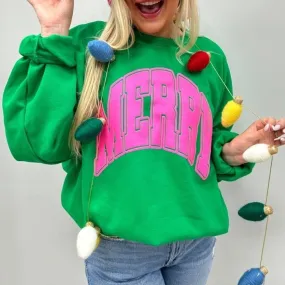 'Merry' Puff Crewneck Sweatshirt