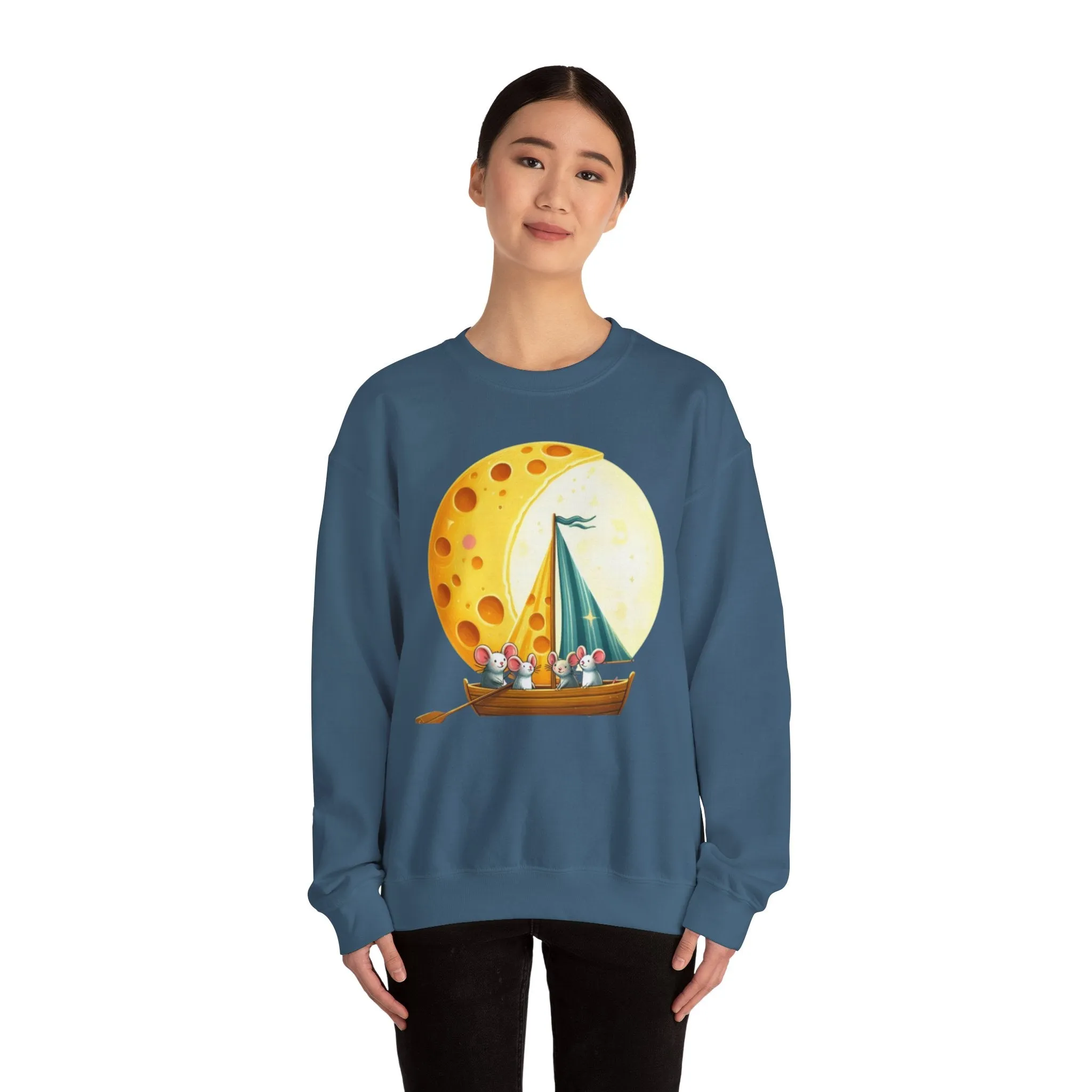 Mice and the Moon Made of Cheese - Unisex Heavy Blend Crewneck Sweatshirt