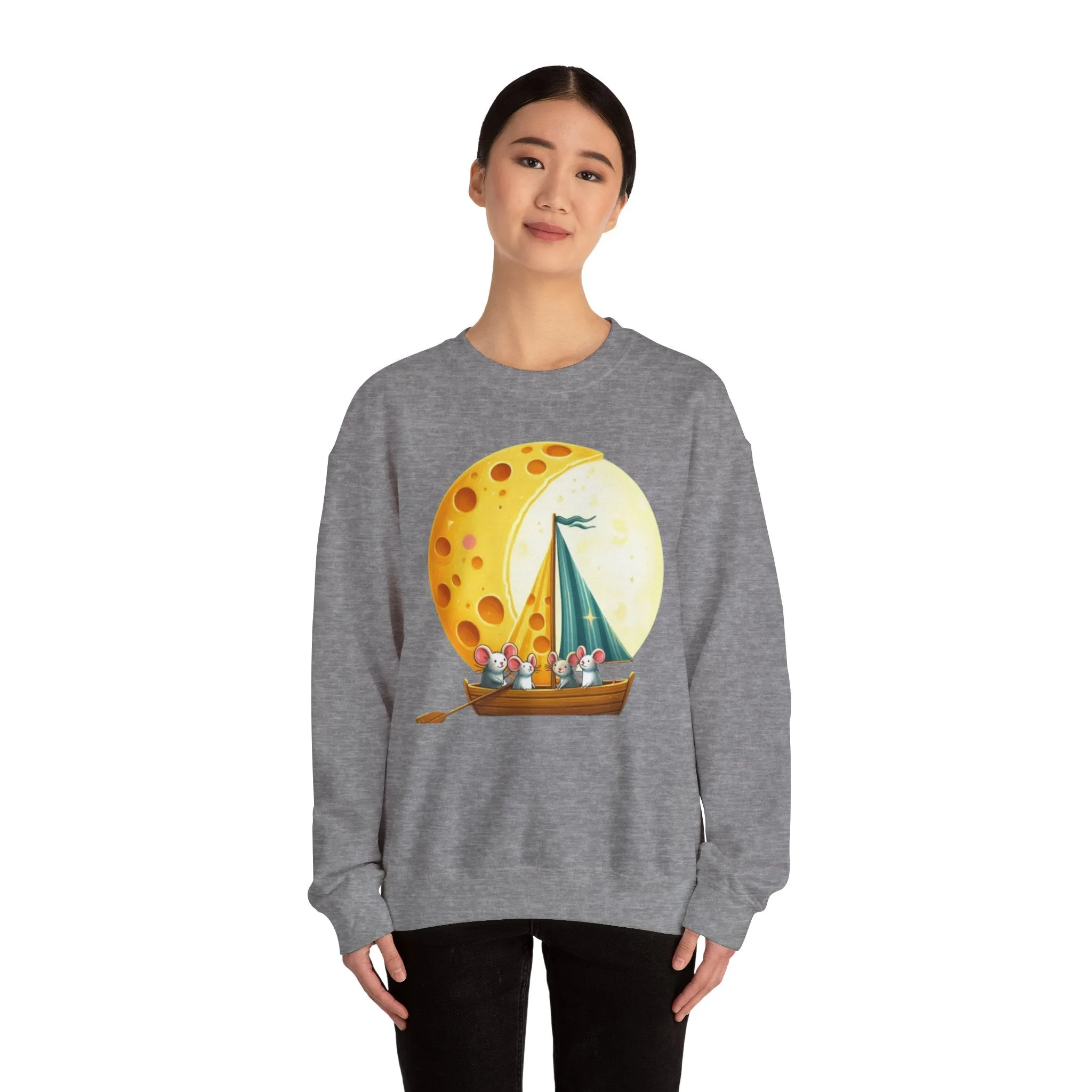 Mice and the Moon Made of Cheese - Unisex Heavy Blend Crewneck Sweatshirt