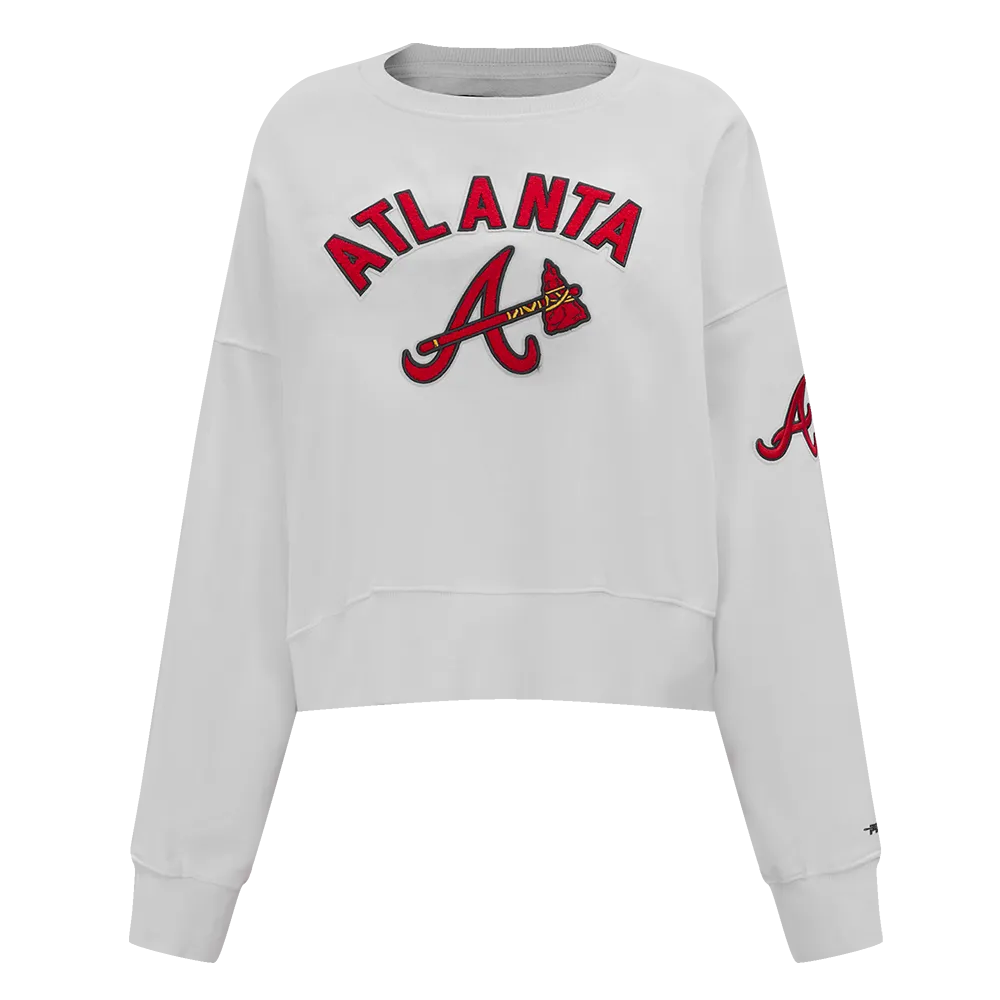 MLB ATLANTA BRAVES CLASSIC WOMEN'S CREWNECK (WHITE)