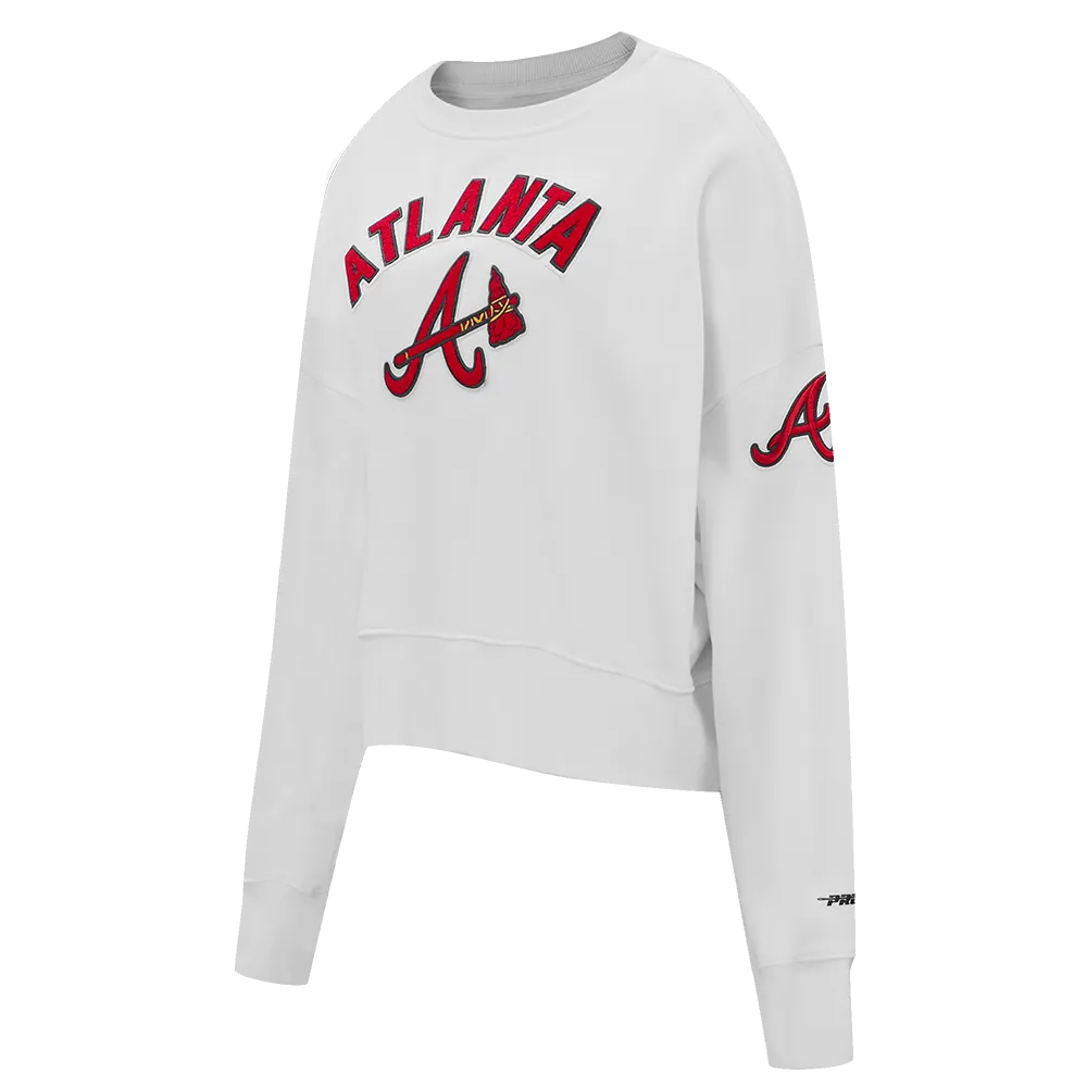 MLB ATLANTA BRAVES CLASSIC WOMEN'S CREWNECK (WHITE)