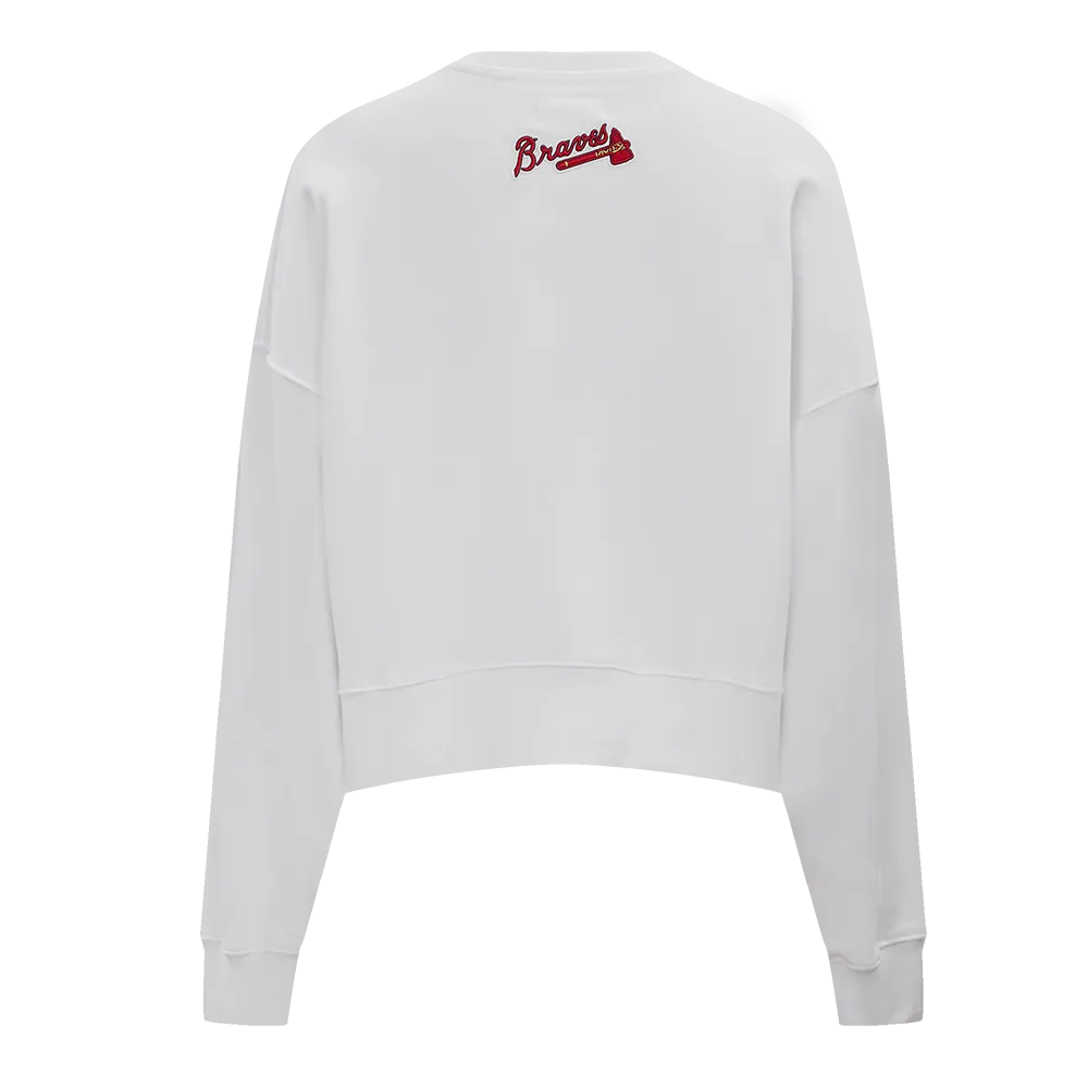 MLB ATLANTA BRAVES CLASSIC WOMEN'S CREWNECK (WHITE)