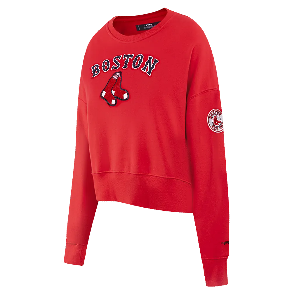 MLB BOSTON RED SOX CLASSIC WOMEN'S CREWNECK (RED)