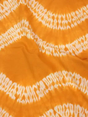 Mustard Yellow White Hand Shibori Dyed Cotton Fabric Per Meter - F0916271