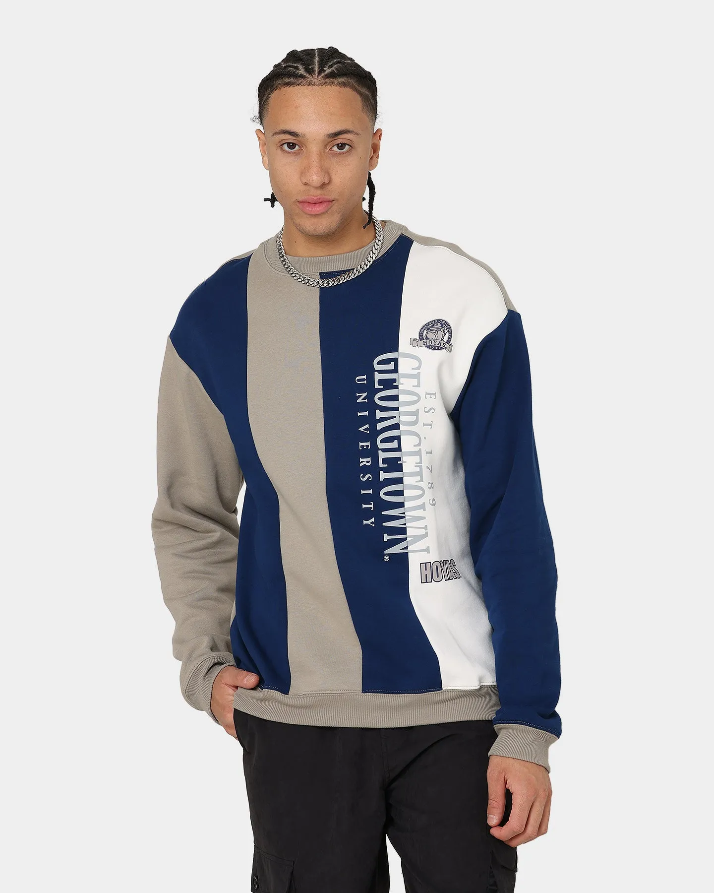 National Collegiate Athletic Association Georgetown Hoyas Vertical Panel Crewneck Grey