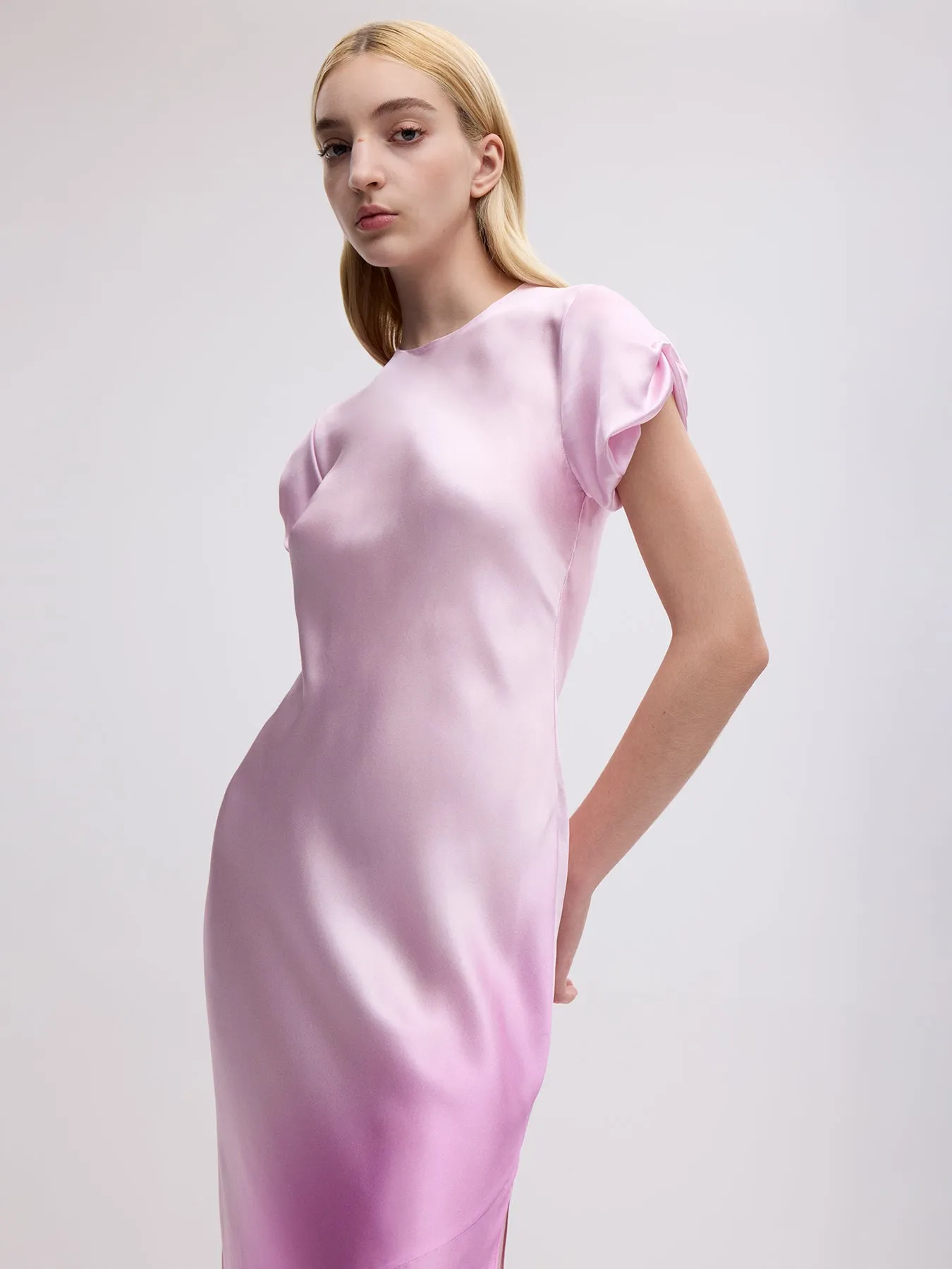 Nausheen Silk Gown in Fuschia Degrade