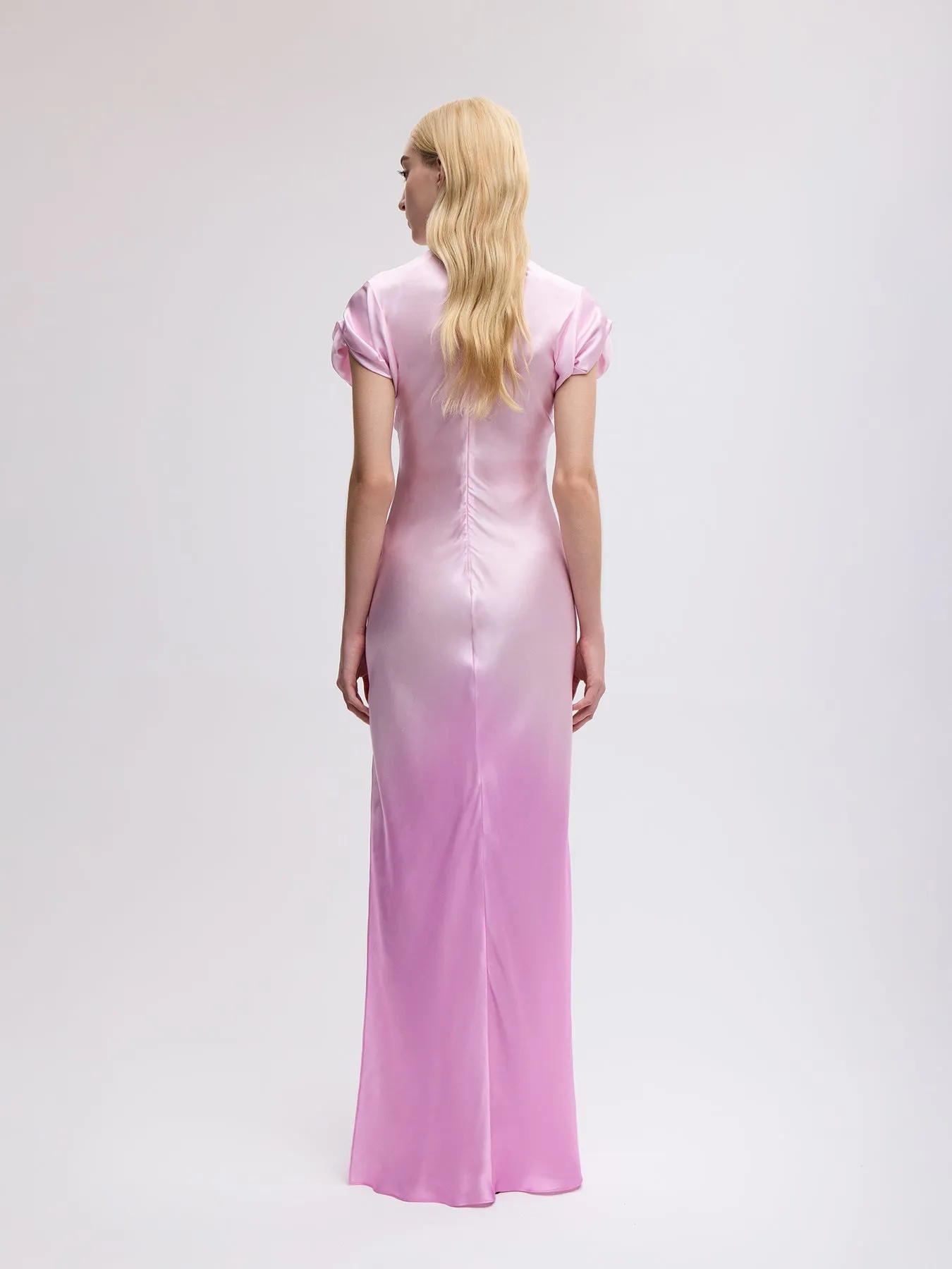 Nausheen Silk Gown in Fuschia Degrade