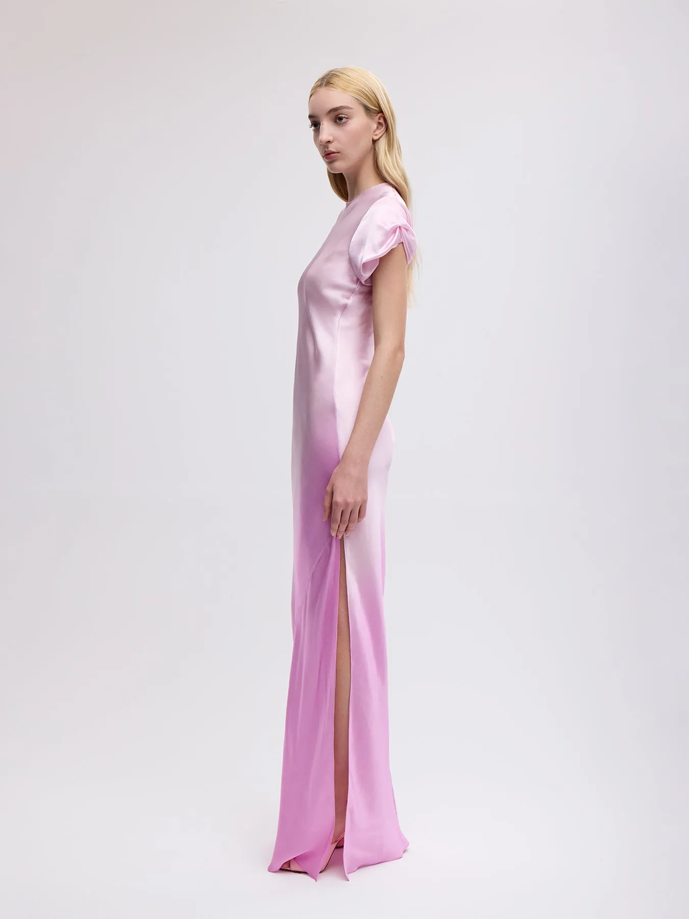 Nausheen Silk Gown in Fuschia Degrade