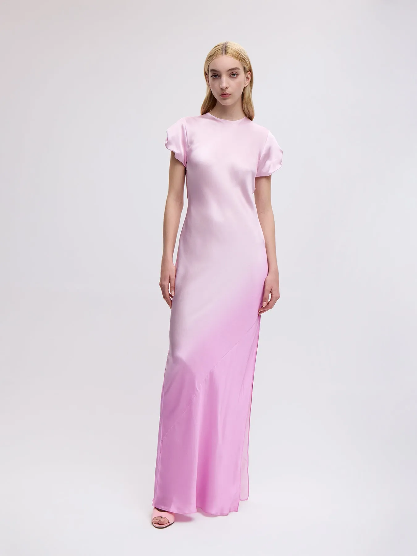 Nausheen Silk Gown in Fuschia Degrade