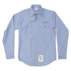 NAVY Men's Blue Utility Work Shirt - Long Sleeve