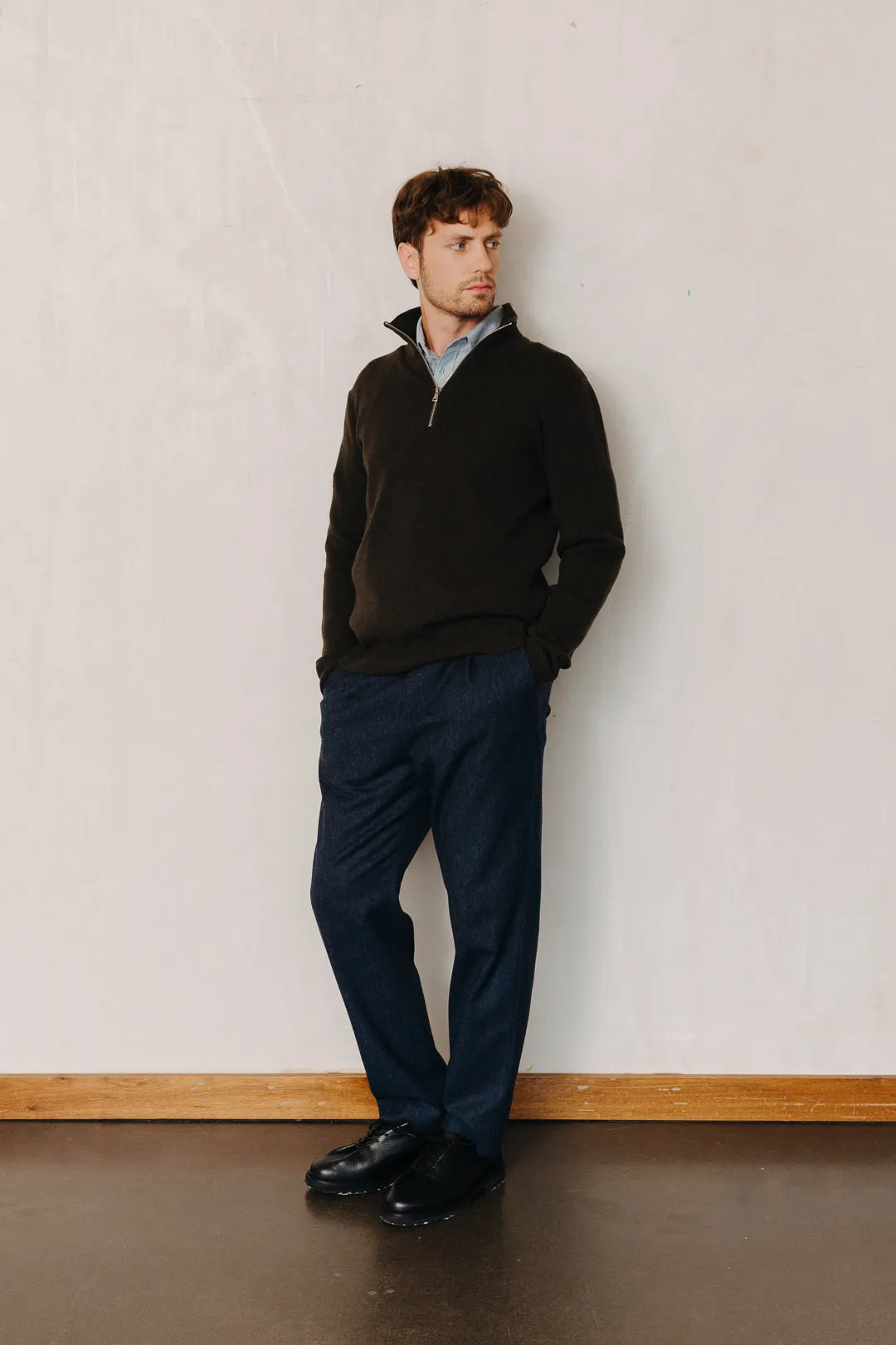 Navy Merino Half Zip Jumper