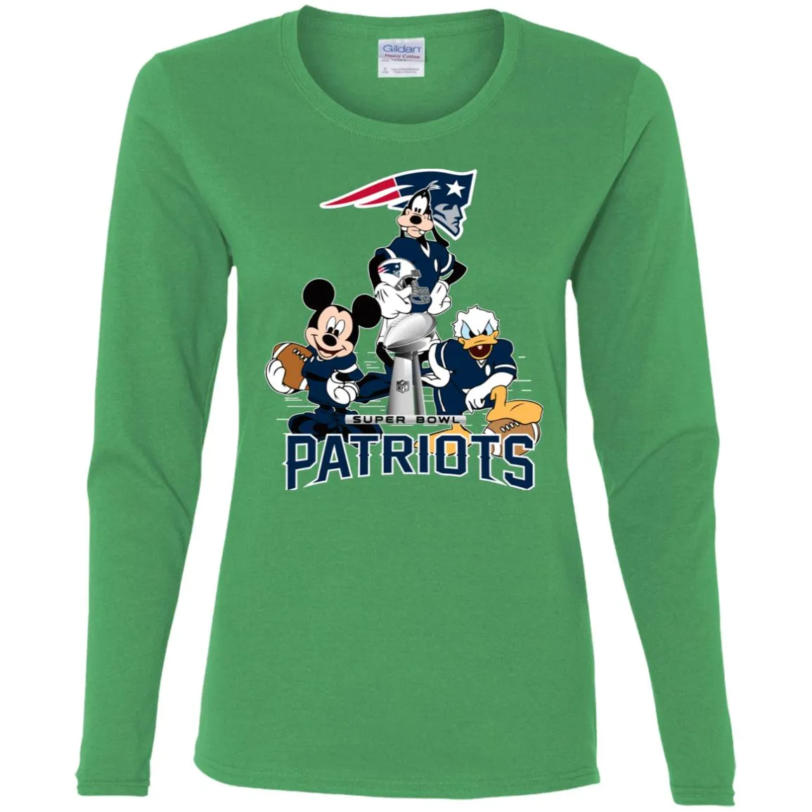 Nfl - New England Patriots Donald Duck Goofy Mickey Mouse Super Bowl 2019 Football Women Long Sleeve Shirt