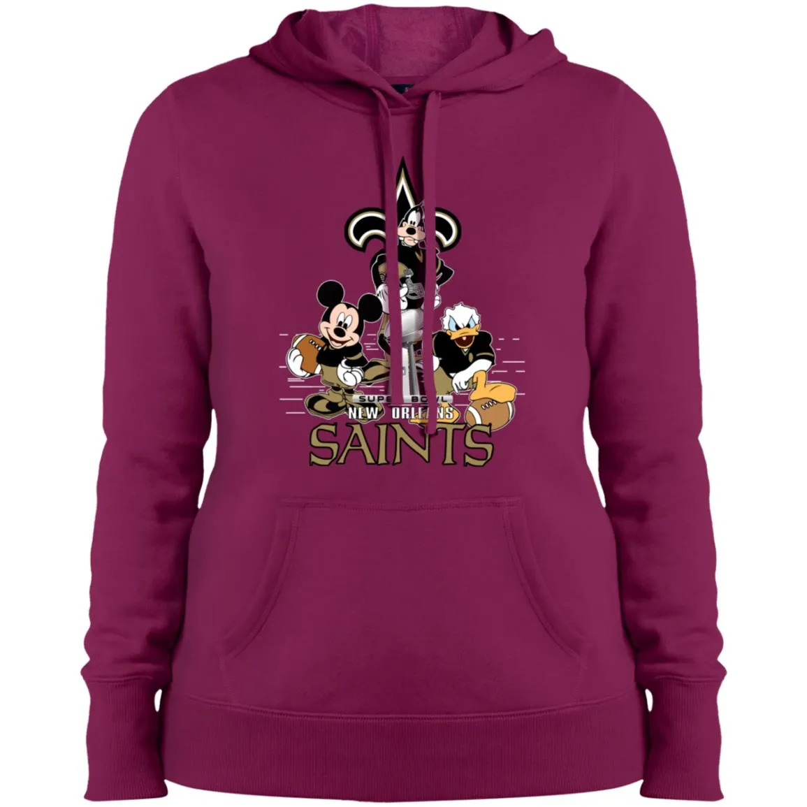 Nfl – New Orleans Saints Donald Duck Goofy Mickey Mouse Super Bowl 2019 Football Women Hooded Sweatshirt