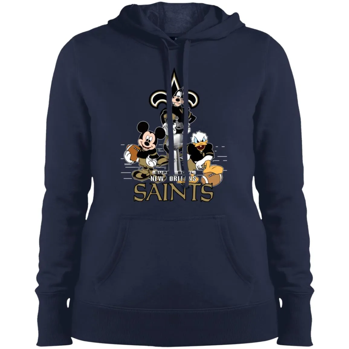 Nfl – New Orleans Saints Donald Duck Goofy Mickey Mouse Super Bowl 2019 Football Women Hooded Sweatshirt