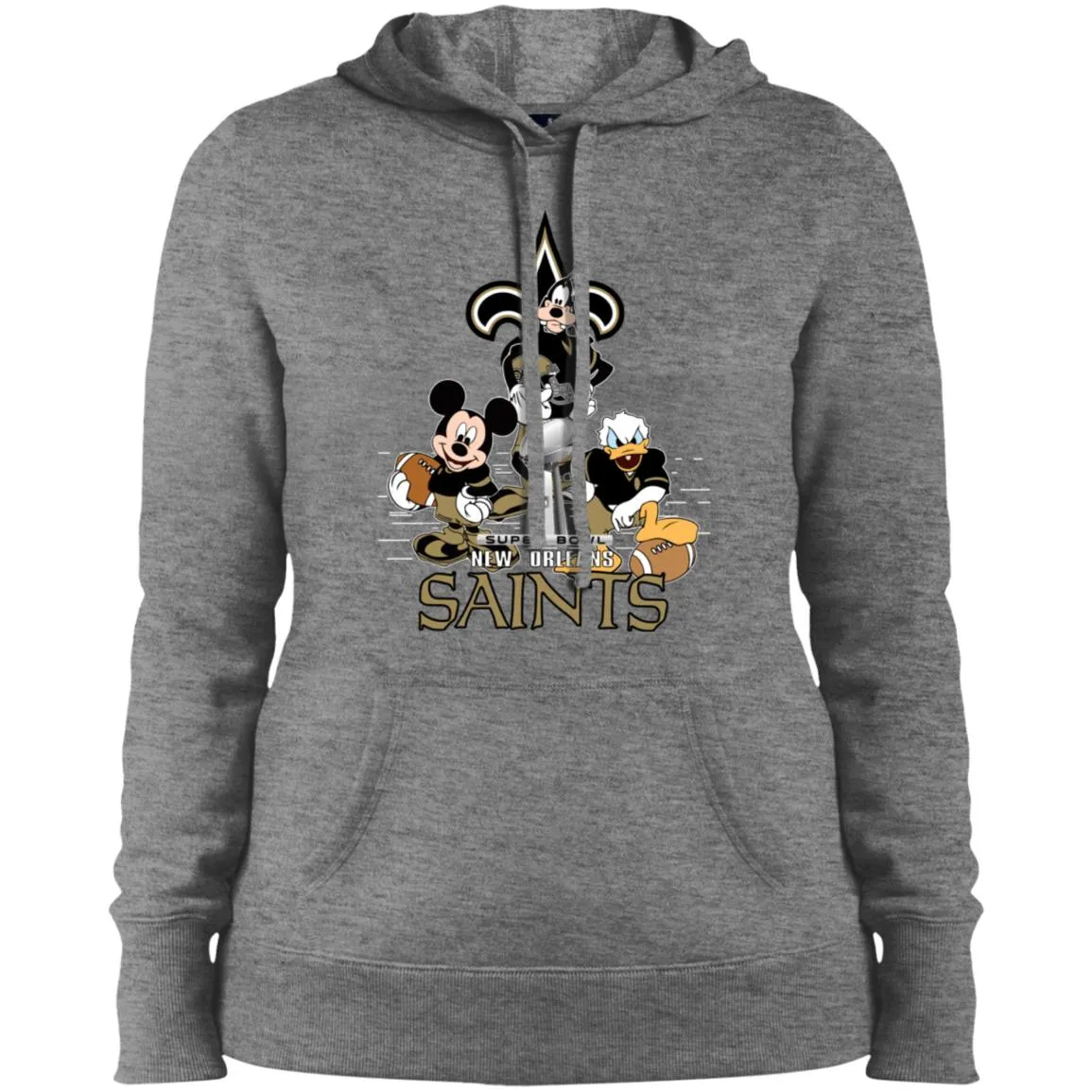 Nfl – New Orleans Saints Donald Duck Goofy Mickey Mouse Super Bowl 2019 Football Women Hooded Sweatshirt