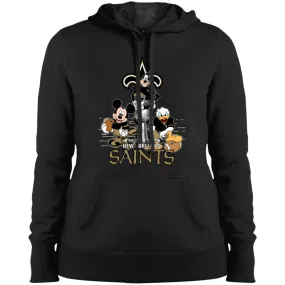 Nfl – New Orleans Saints Donald Duck Goofy Mickey Mouse Super Bowl 2019 Football Women Hooded Sweatshirt