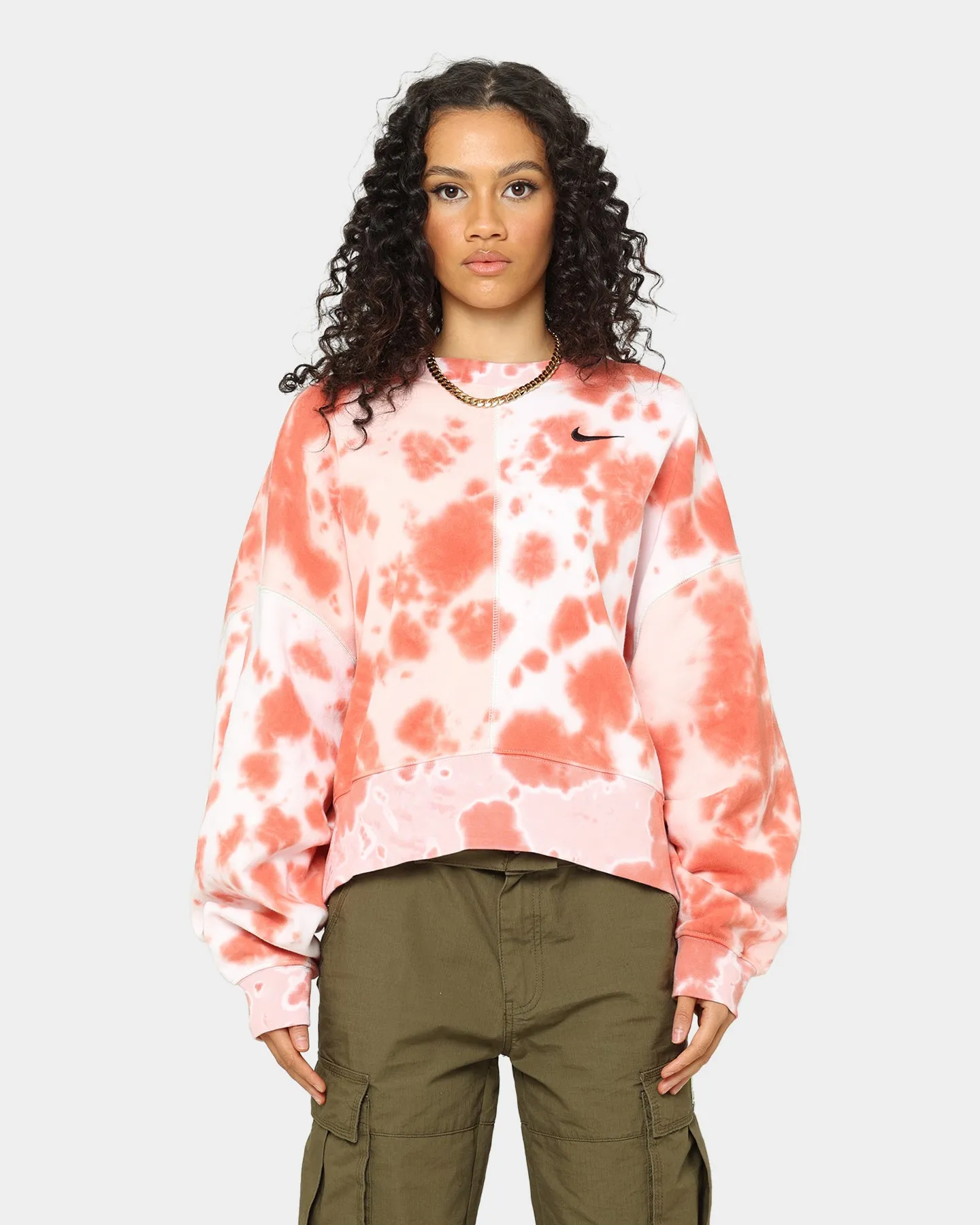 Nike Women's Sportswear Oversized Fleece Tie-Dye Crewneck Atmosphere