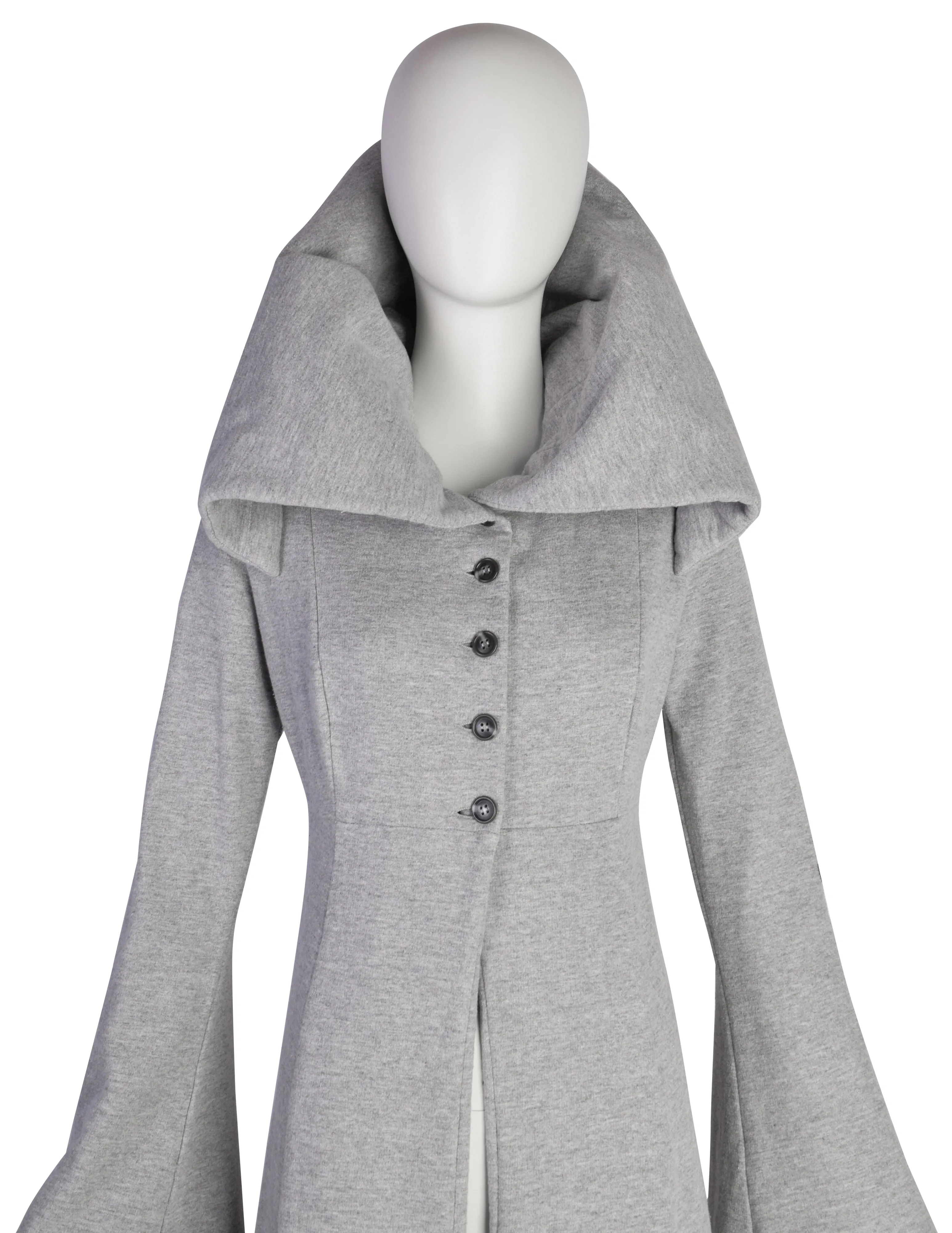 Norma Kamali OMO Vintage AW1993 Light Grey Heather Fleece 'Edwardian Coat'