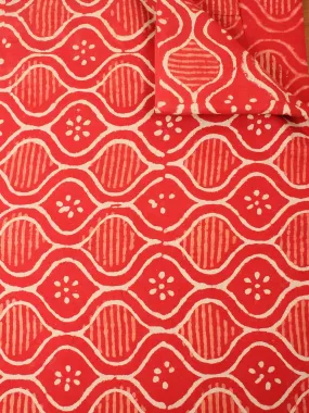 Orange Beige Natural Dyed Hand Block Printed Cotton Fabric Per Meter - F0916233