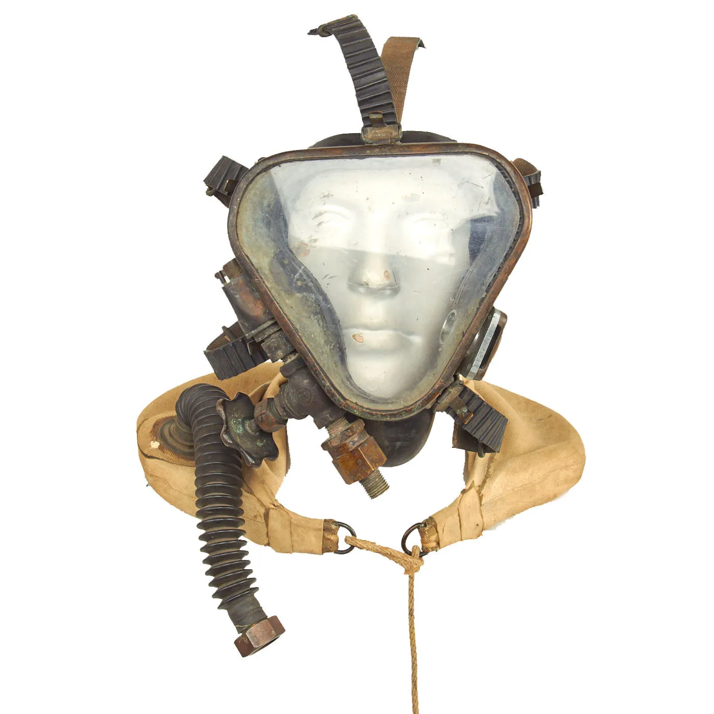 Original U.S. WWII IS Navy DESCO Jack Browne Full Face First Model Diving Mask With Breather Bag