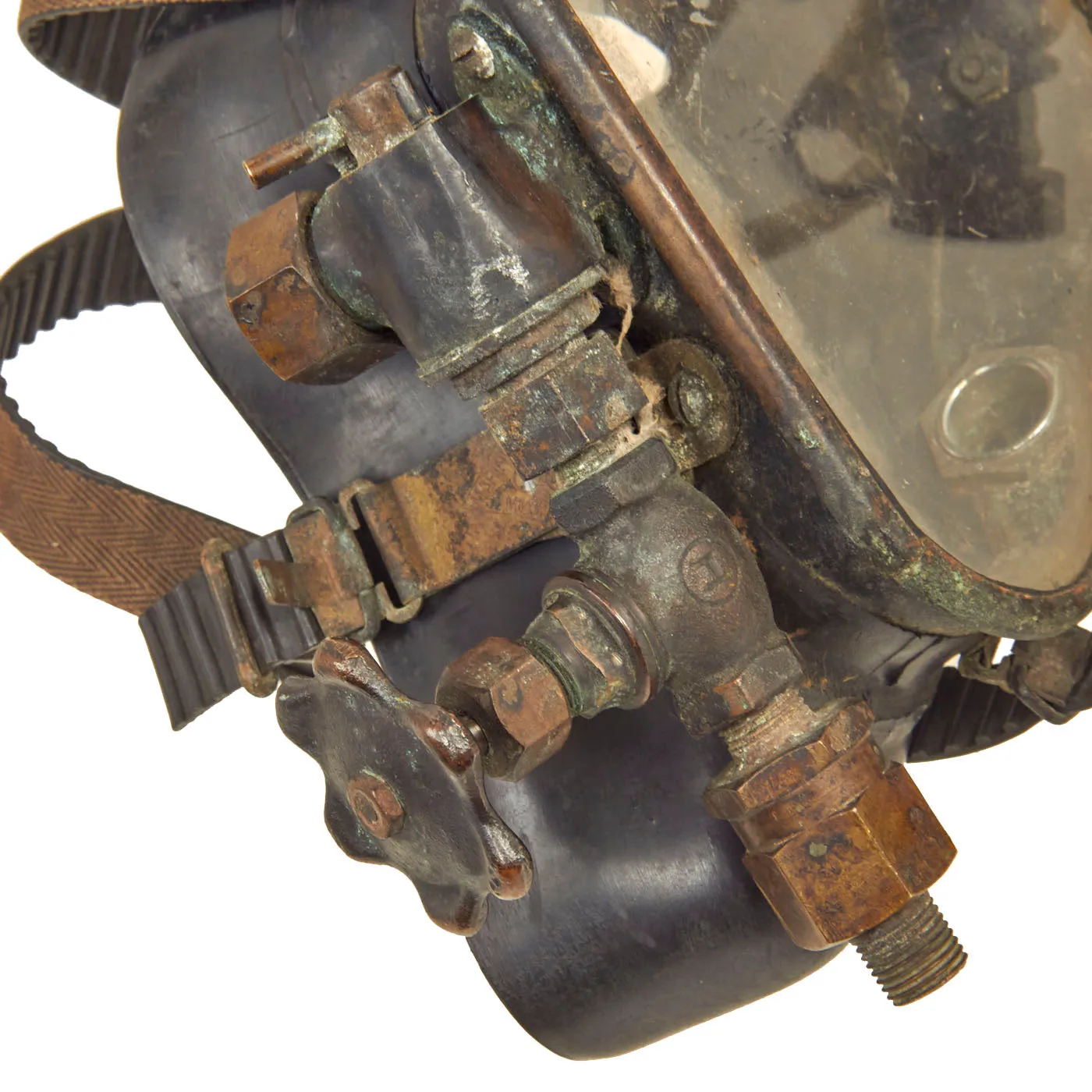 Original U.S. WWII IS Navy DESCO Jack Browne Full Face First Model Diving Mask With Breather Bag