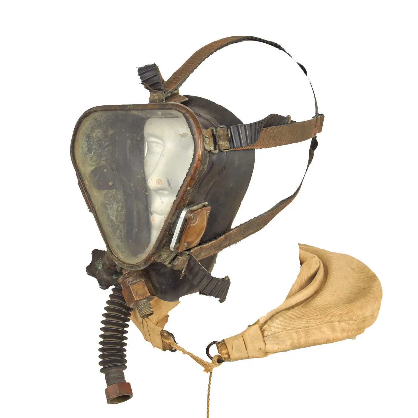 Original U.S. WWII IS Navy DESCO Jack Browne Full Face First Model Diving Mask With Breather Bag