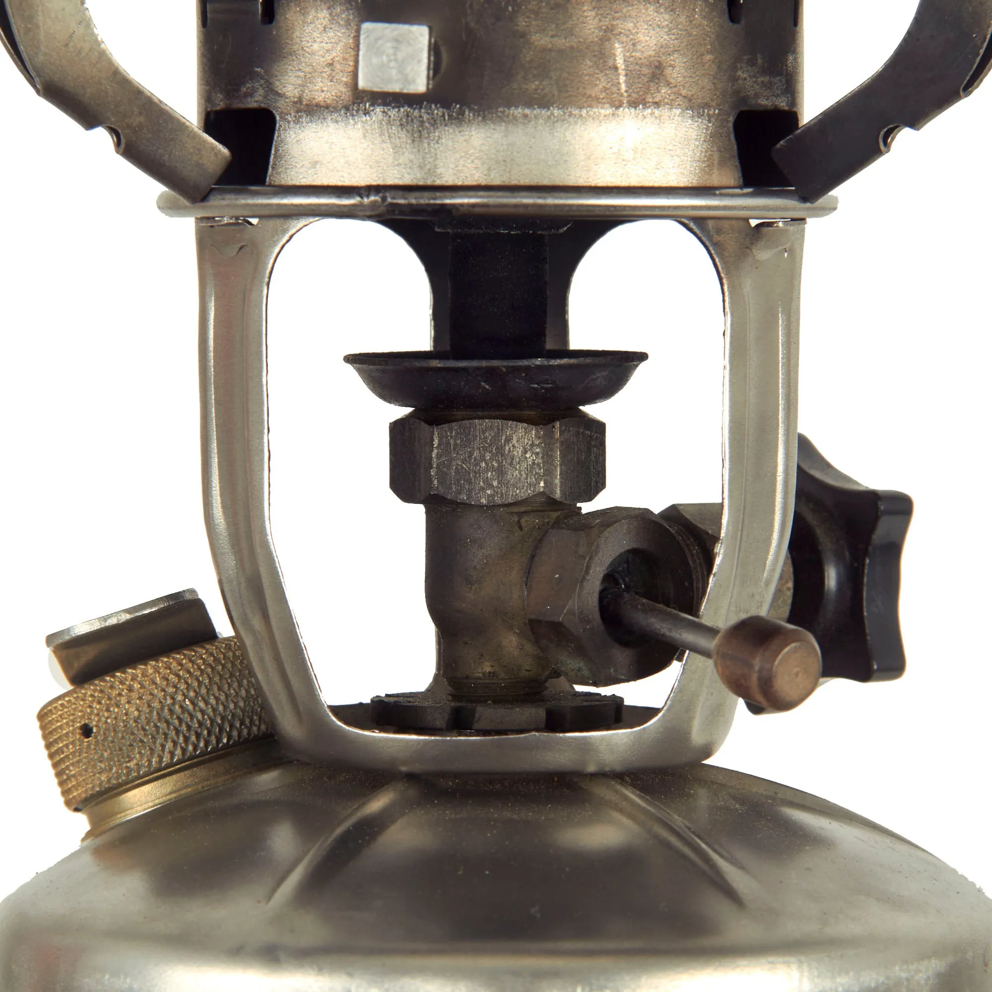 Original U.S. WWII M-1942 MOD Camp Stove by Aladdin in Bayonet "F" Canister - both dated 1945