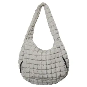 Oversized Quilted Hobo Tote - Sand