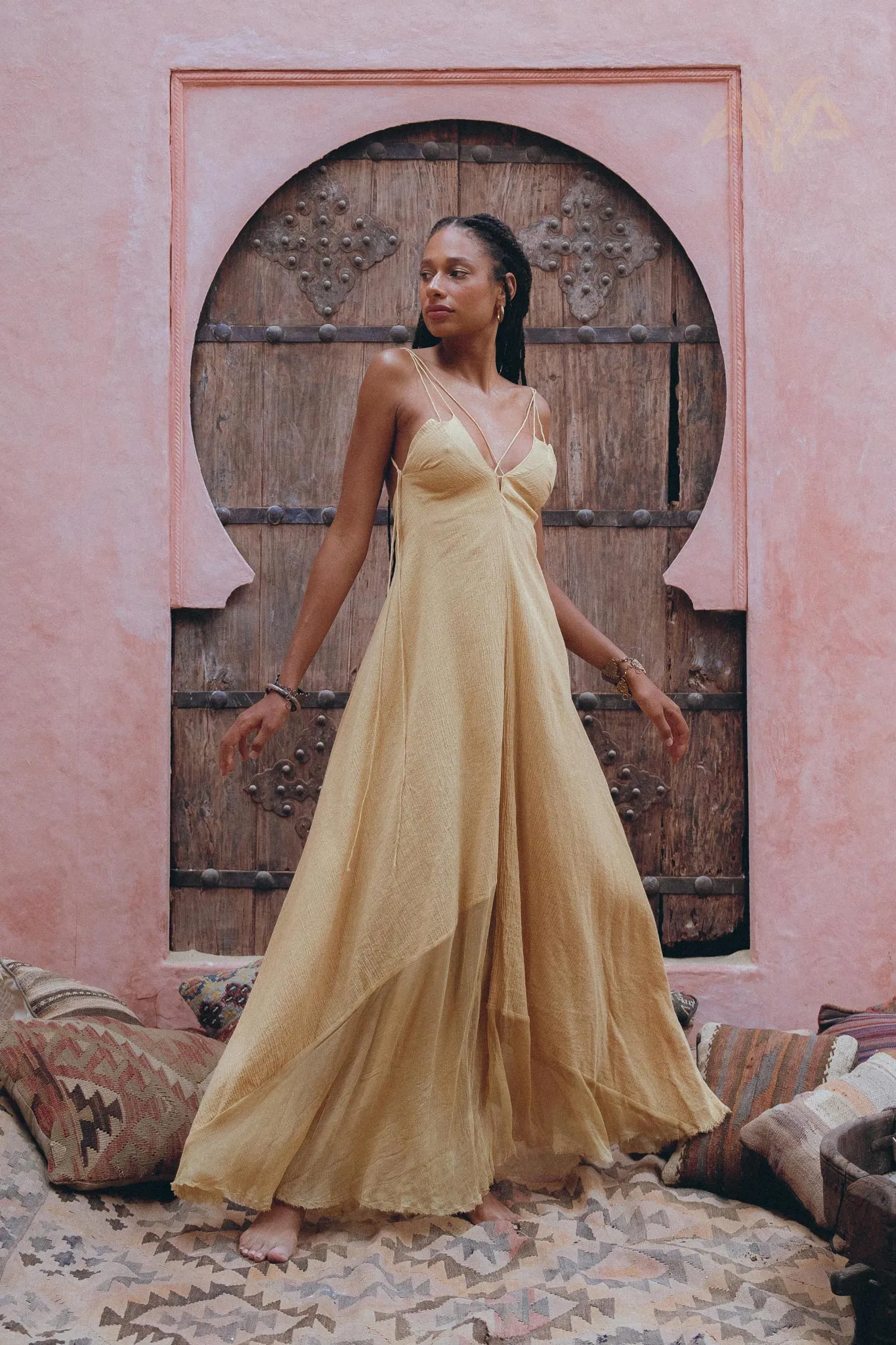 Powder Yellow Padma Dress • Boho Backless Dress • Sleeveless Elegant Dress