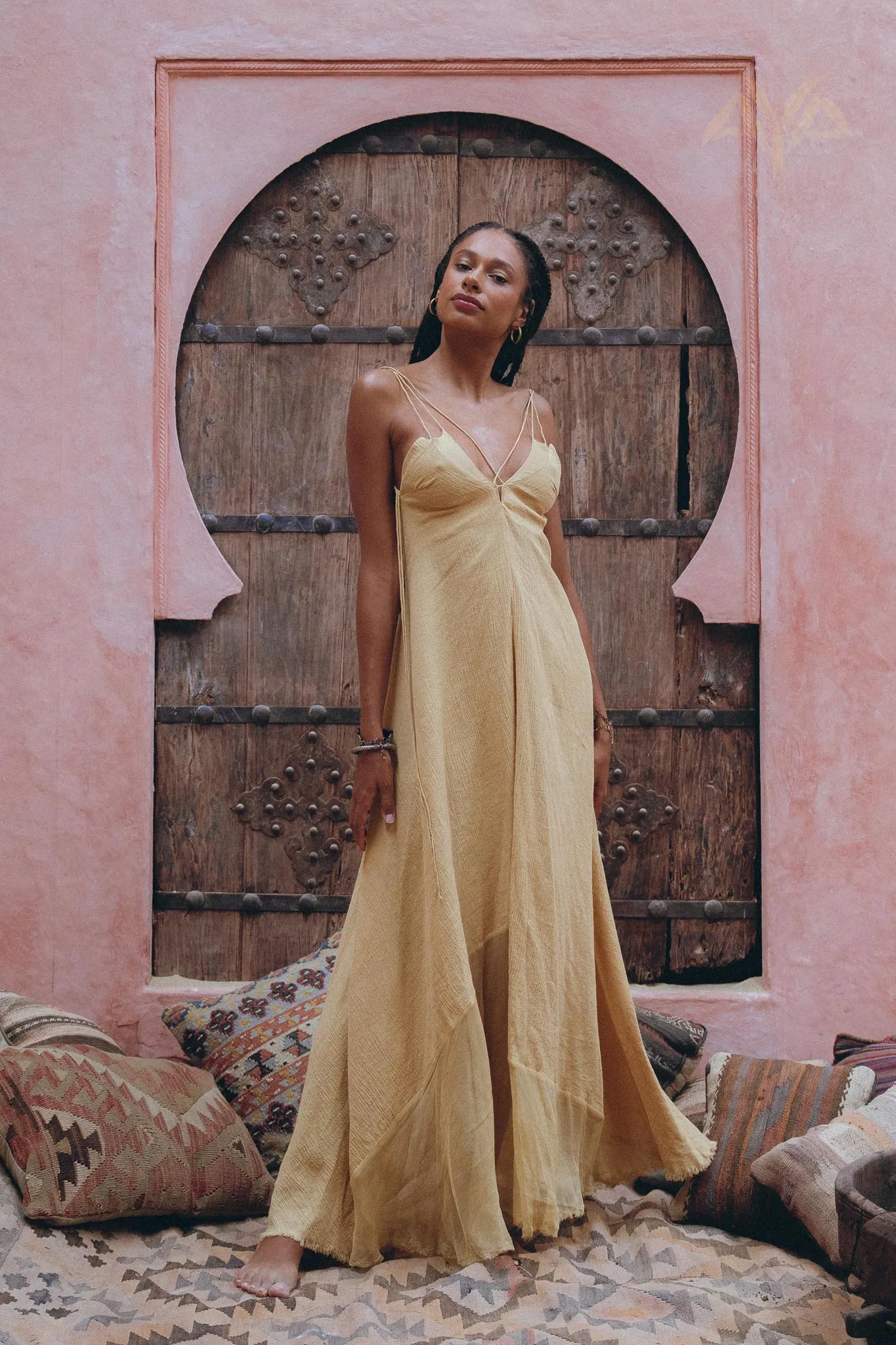 Powder Yellow Padma Dress • Boho Backless Dress • Sleeveless Elegant Dress